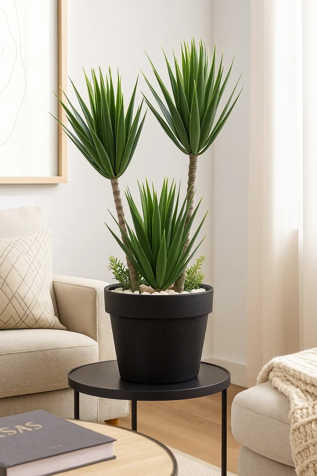 Plastic grass with black plastic pot (35 cm) Enutrof Decor