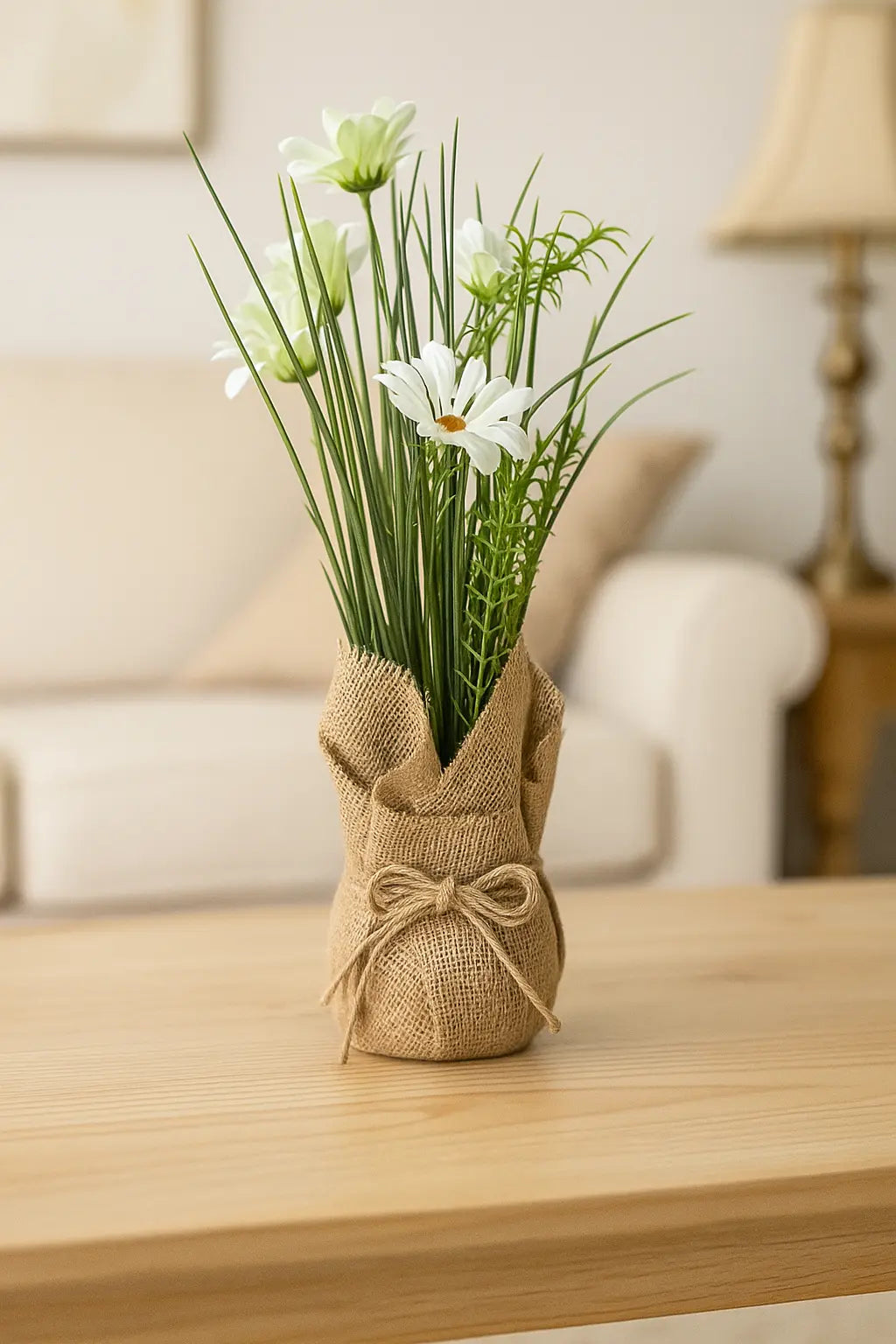 Cloth Flower with Sack | Rustic Artificial Table Décor (36 CM) Enutrof Decor