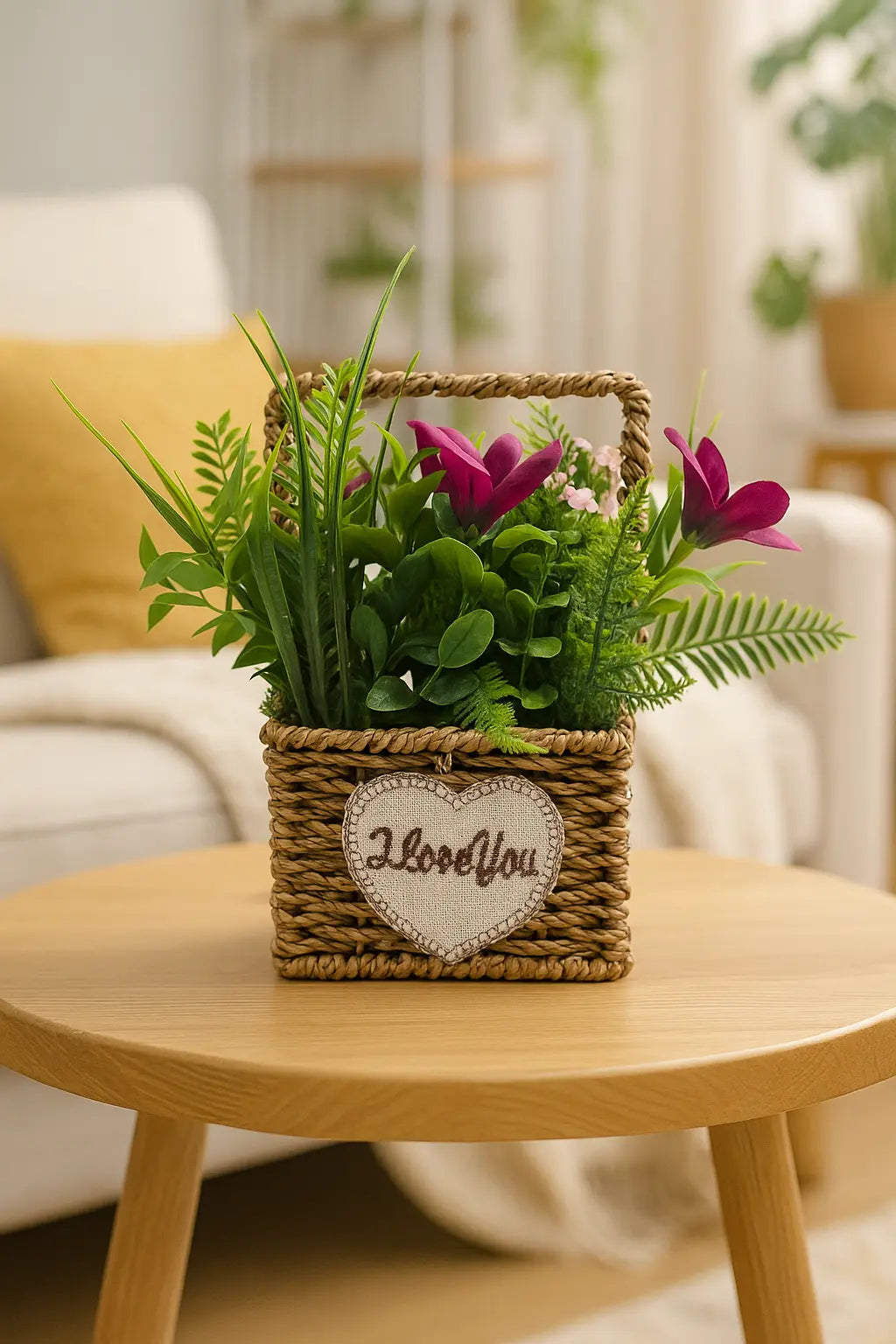 Cloth Flower with Basket | Elegant Artificial Floral Table Décor(20CM) Enutrof Decor