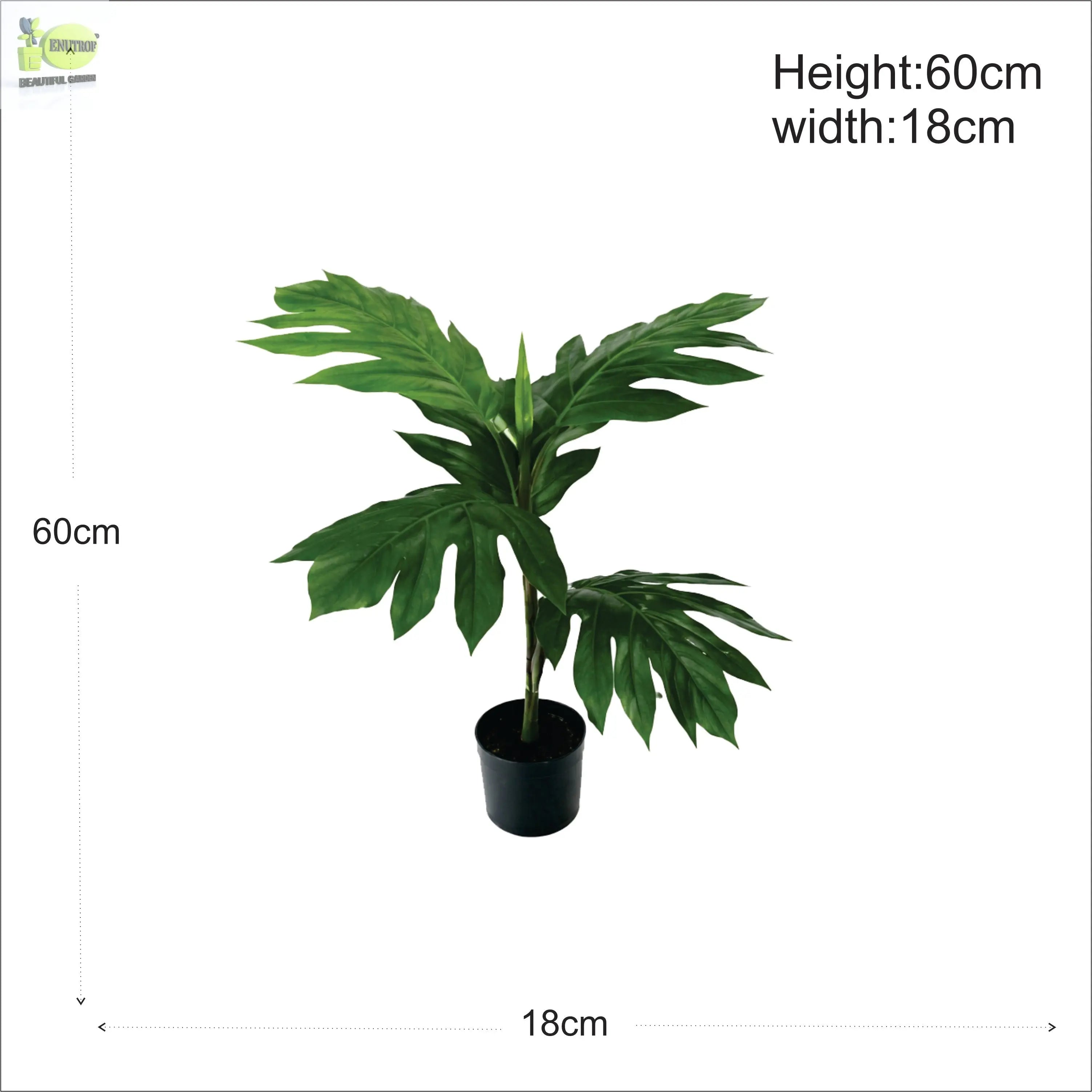 ENUTROF Artificial Monstera Split-Leaf Philodendron – 60cm Compact Fake Plant for Desk & Shelf ENUTROF