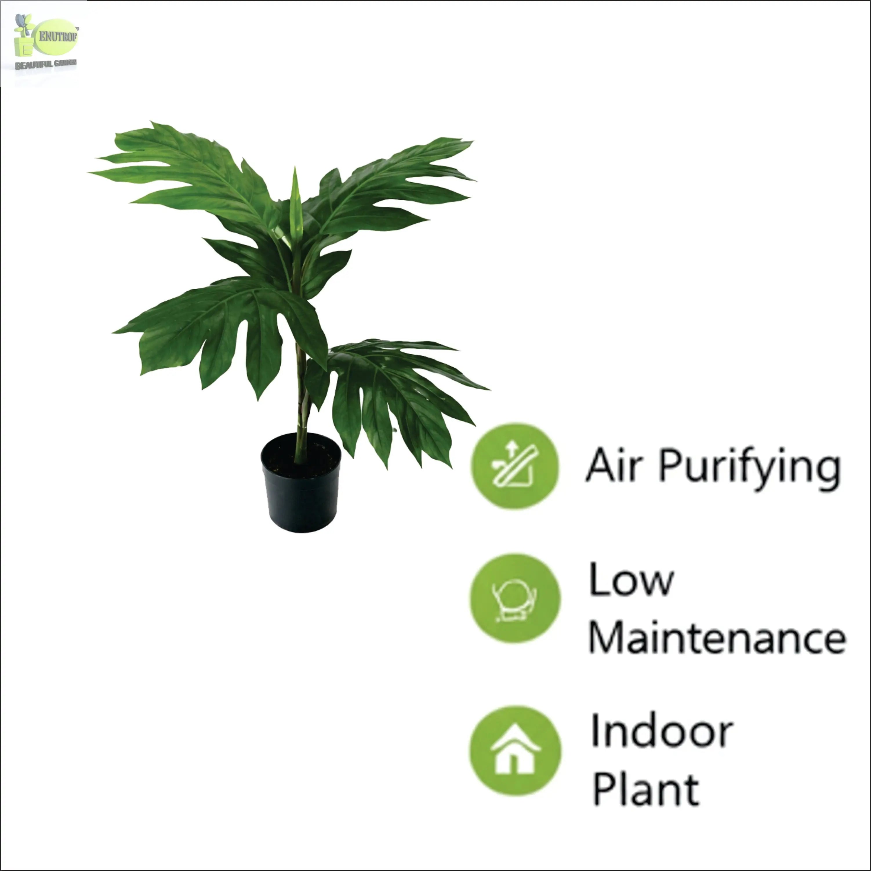 ENUTROF Artificial Monstera Split-Leaf Philodendron – 60cm Compact Fake Plant for Desk & Shelf ENUTROF