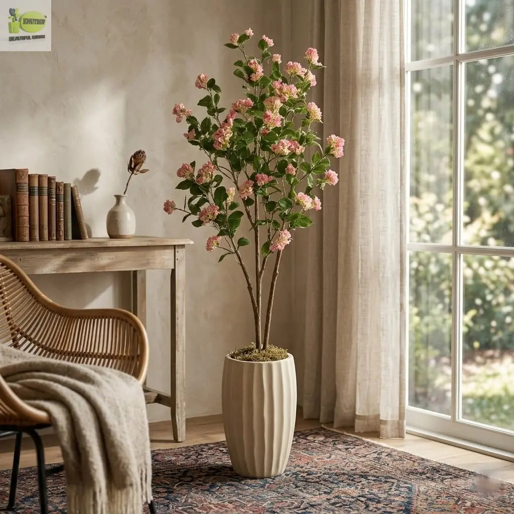 ENUTROF Artificial Pink Cherry Blossom Tree – 150cm Cherry Blossom Tree with Ceramic Pot ENUTROF
