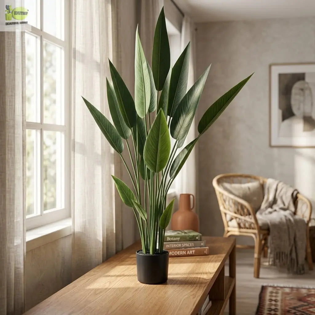 ENUTROF Tall Artificial Floor Plant – 160cm Bird of Paradise Strelitzia ENUTROF