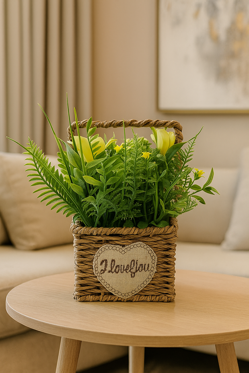 Cloth Flower with Basket | Elegant Artificial Floral Table Décor(20CM) Enutrof Decor