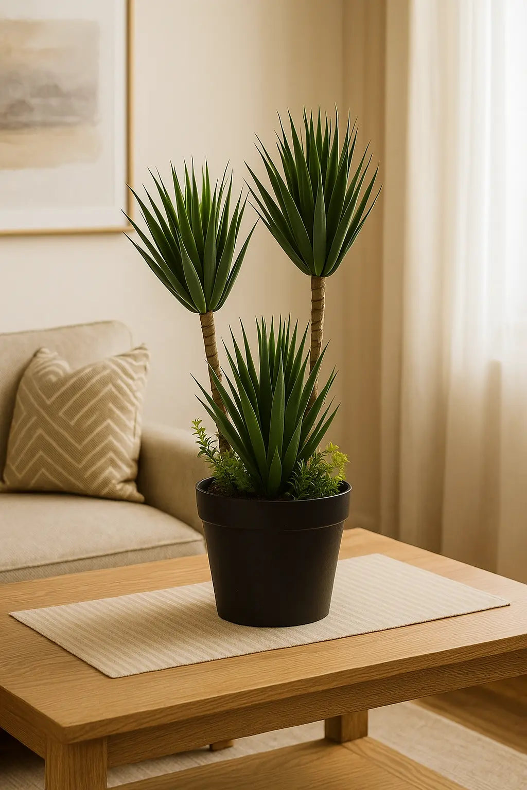 Plastic grass with black plastic pot (35 cm) Enutrof Decor