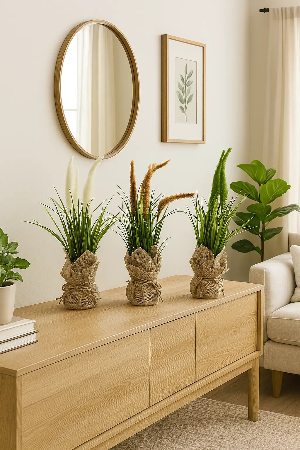 Plastic Bonsai with Sack | Onion Grass Artificial Table Décor (48 CM) Enutrof Decor