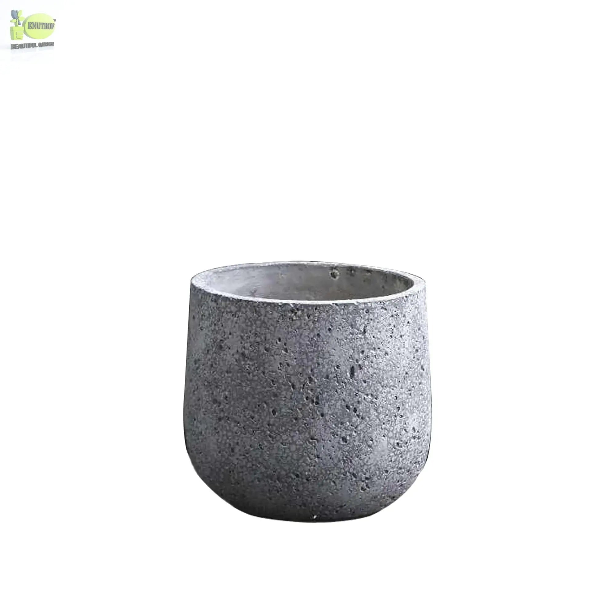 Enutrof Stone Textura Round Planter Pot Enutrof Decor