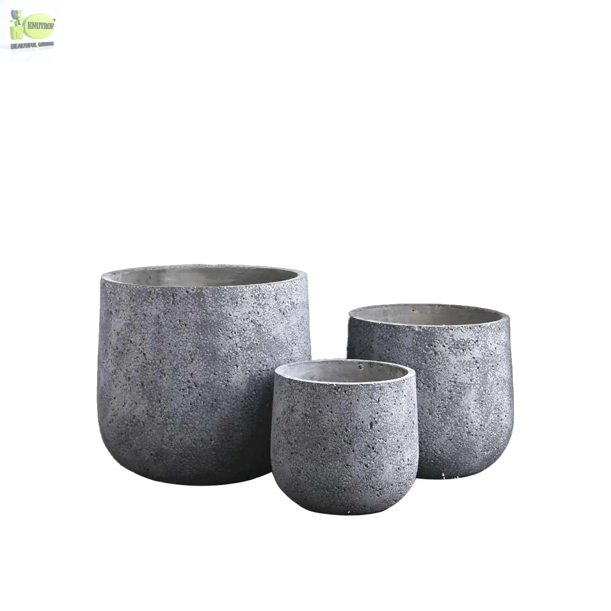 Enutrof Stone Textura Round Planter Pot Enutrof Decor