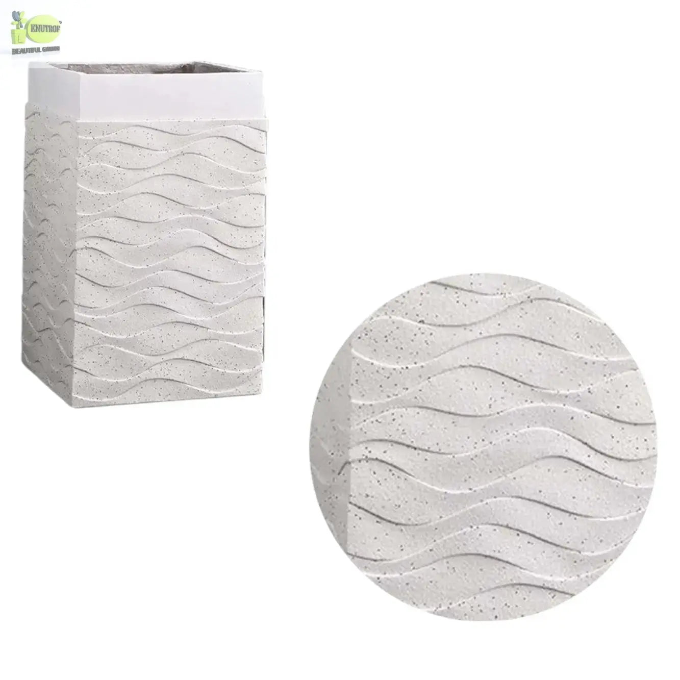 Enutrof Wave Square Textured Planter Enutrof Decor