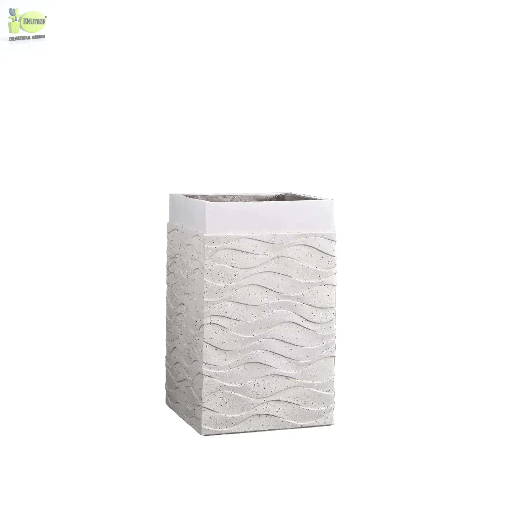Enutrof Wave Square Textured Planter Enutrof Decor