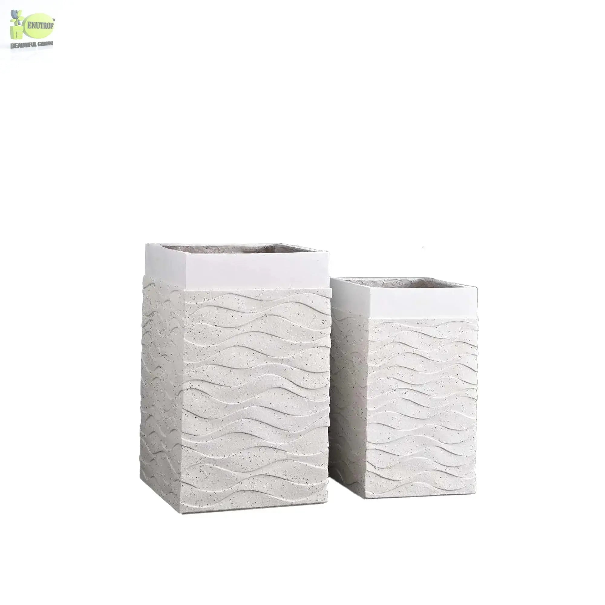 Enutrof Wave Square Textured Planter Enutrof Decor
