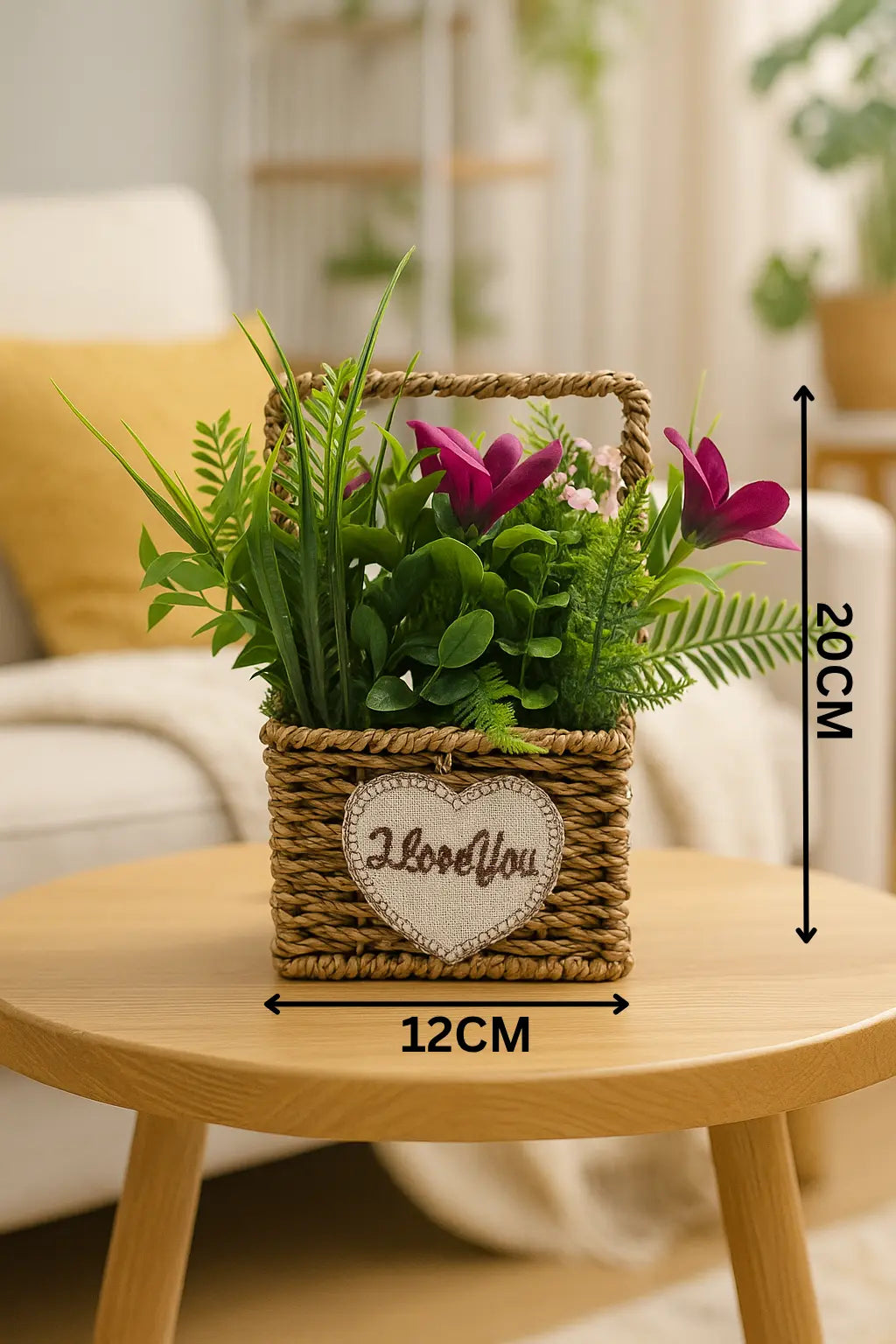 Cloth Flower with Basket | Elegant Artificial Floral Table Décor(20CM) Enutrof Decor