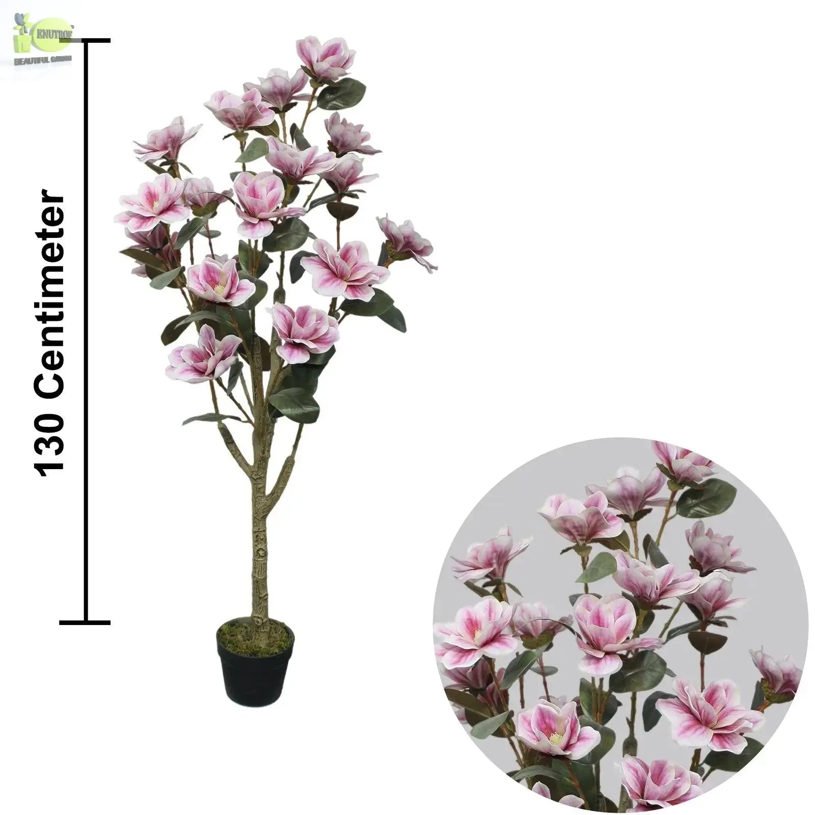 Mangolia Flower Tree Artificial Plants With Basic White Pot ||130cm Height My Store