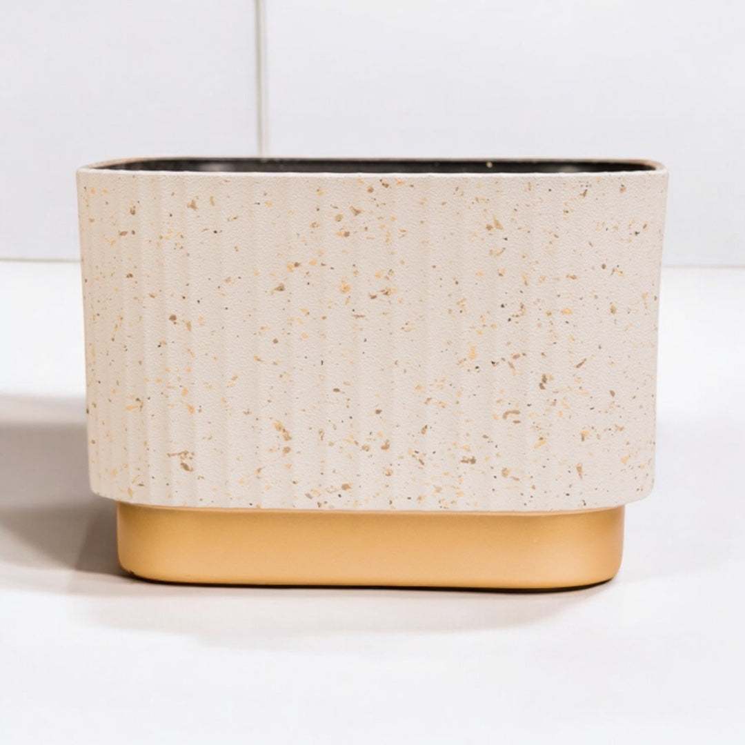 Enutrof Creme Terra Speckled Plastic Planter Pot Enutrof Decor