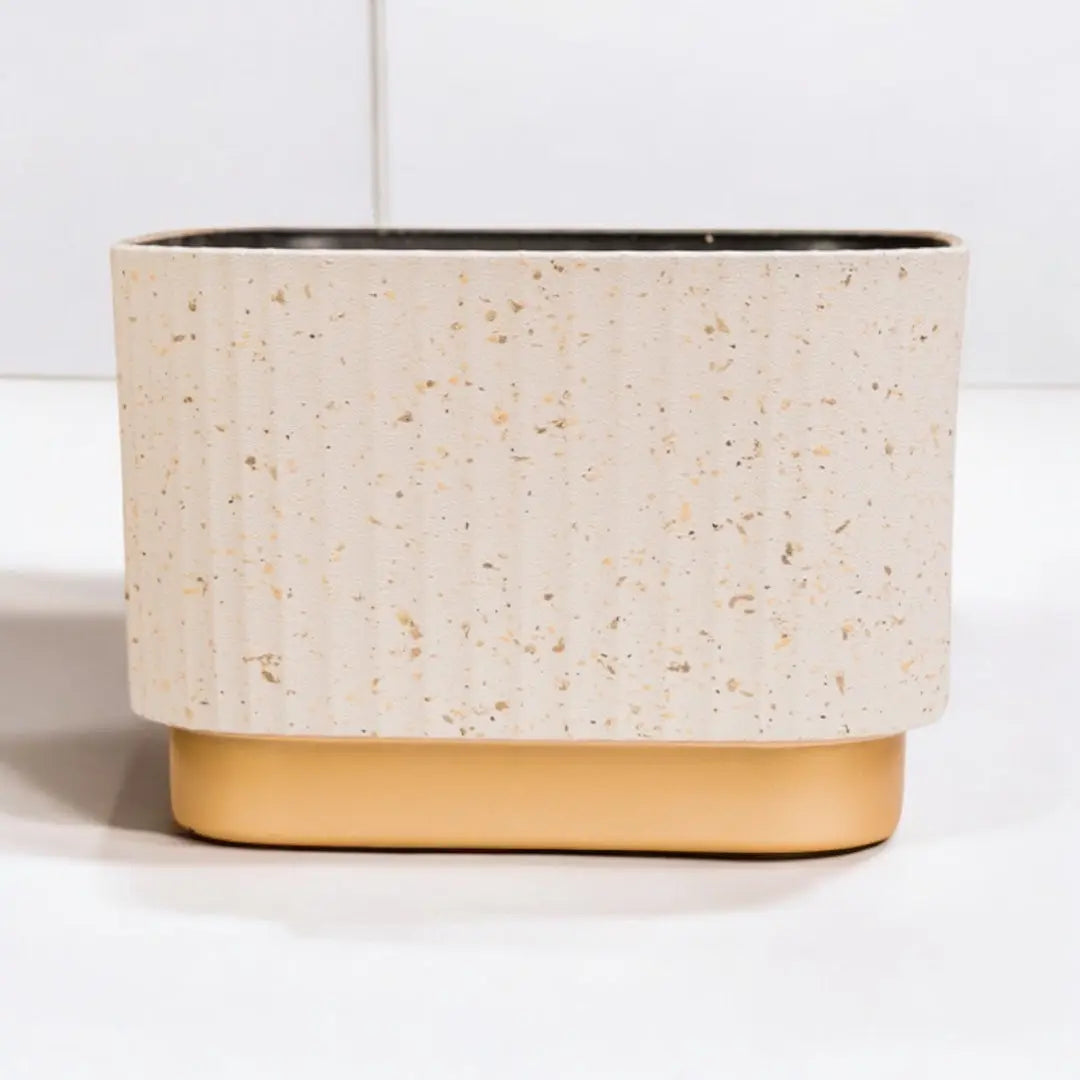Enutrof Creme Terra Speckled Plastic Planter Pot Enutrof Decor