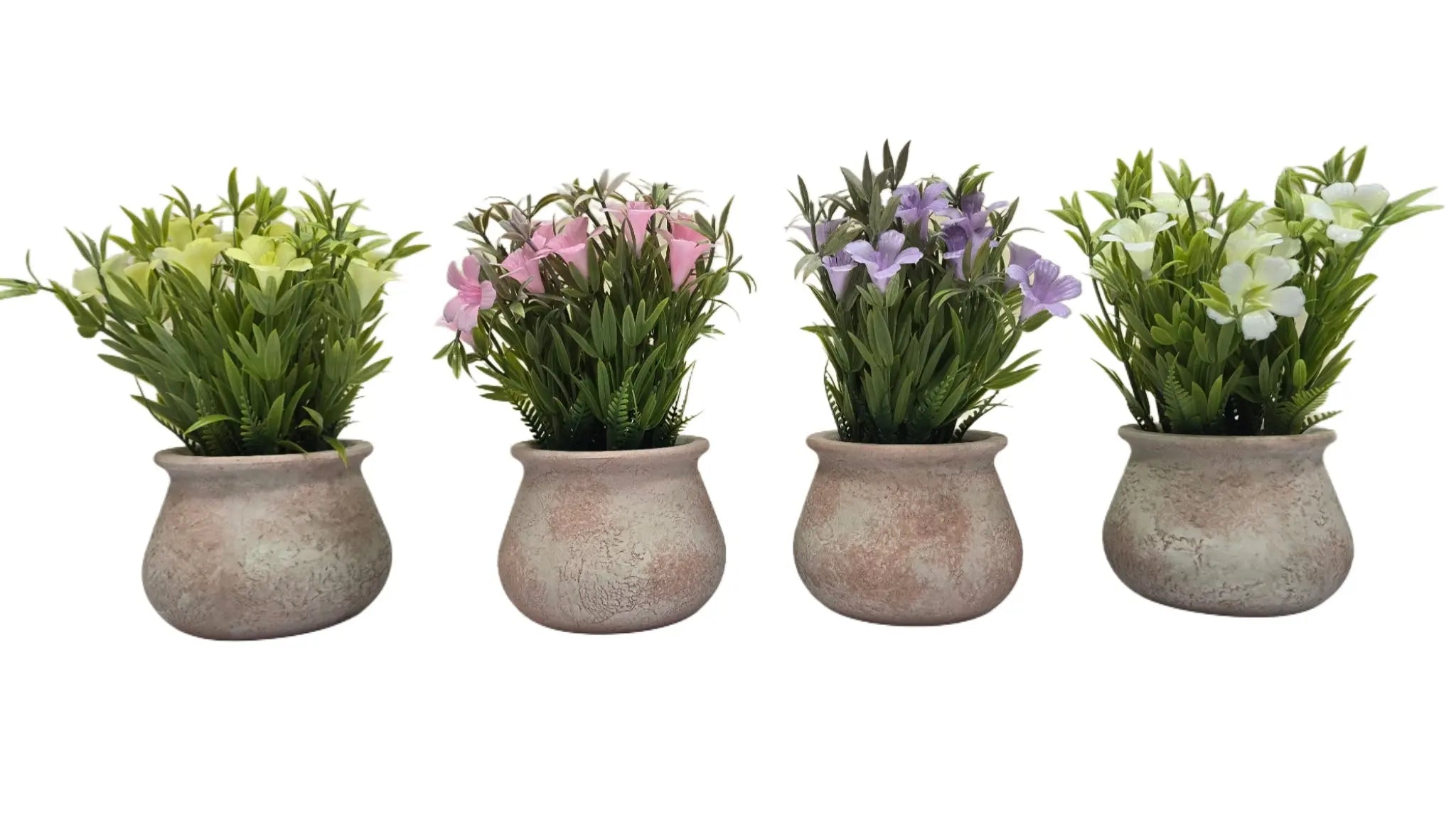 Plastic Flower with Brick-Red Pulp Pot | Elegant Artificial Table Décor (22cm) Enutrof Decor