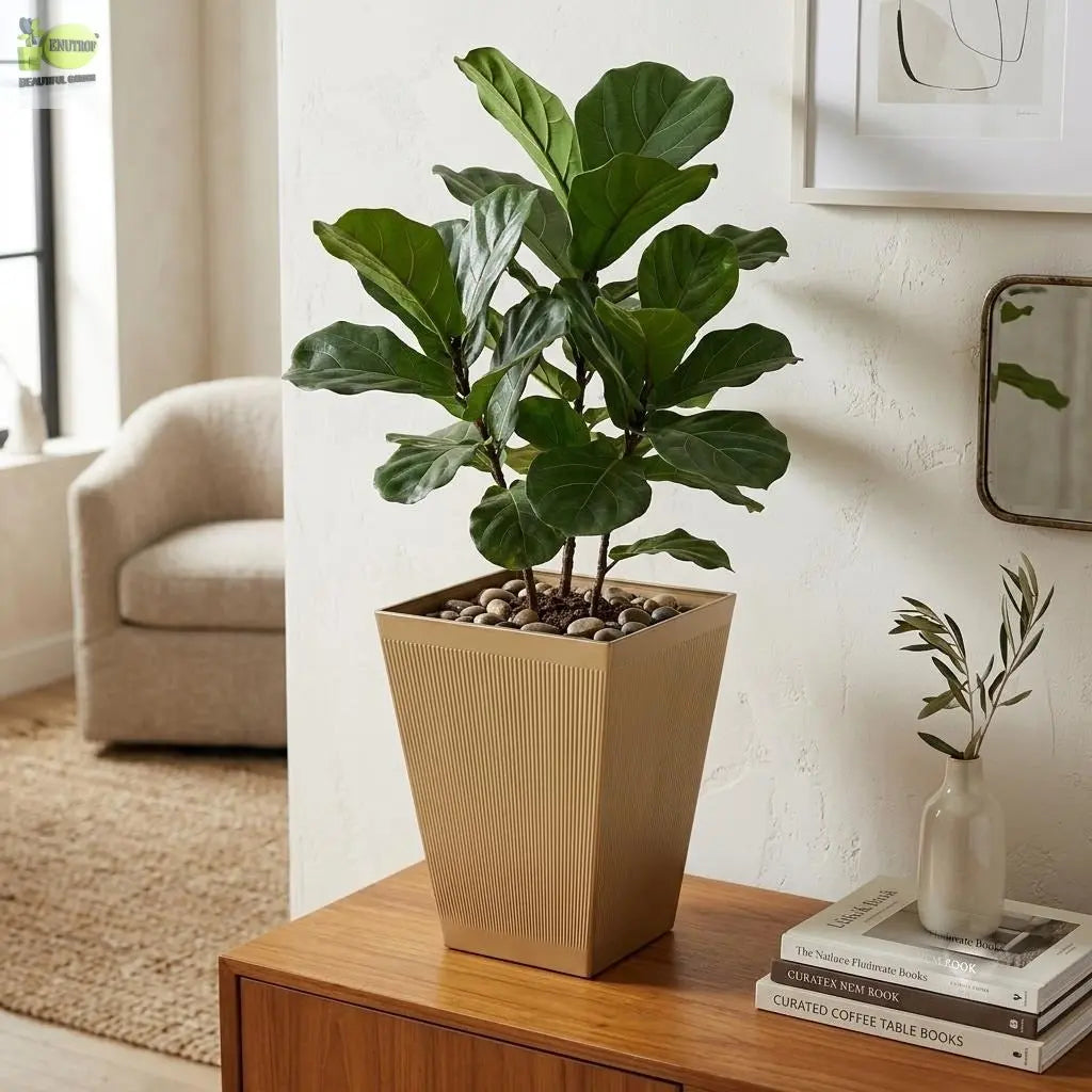 Striped Square Basin Planter Enutrof Decor