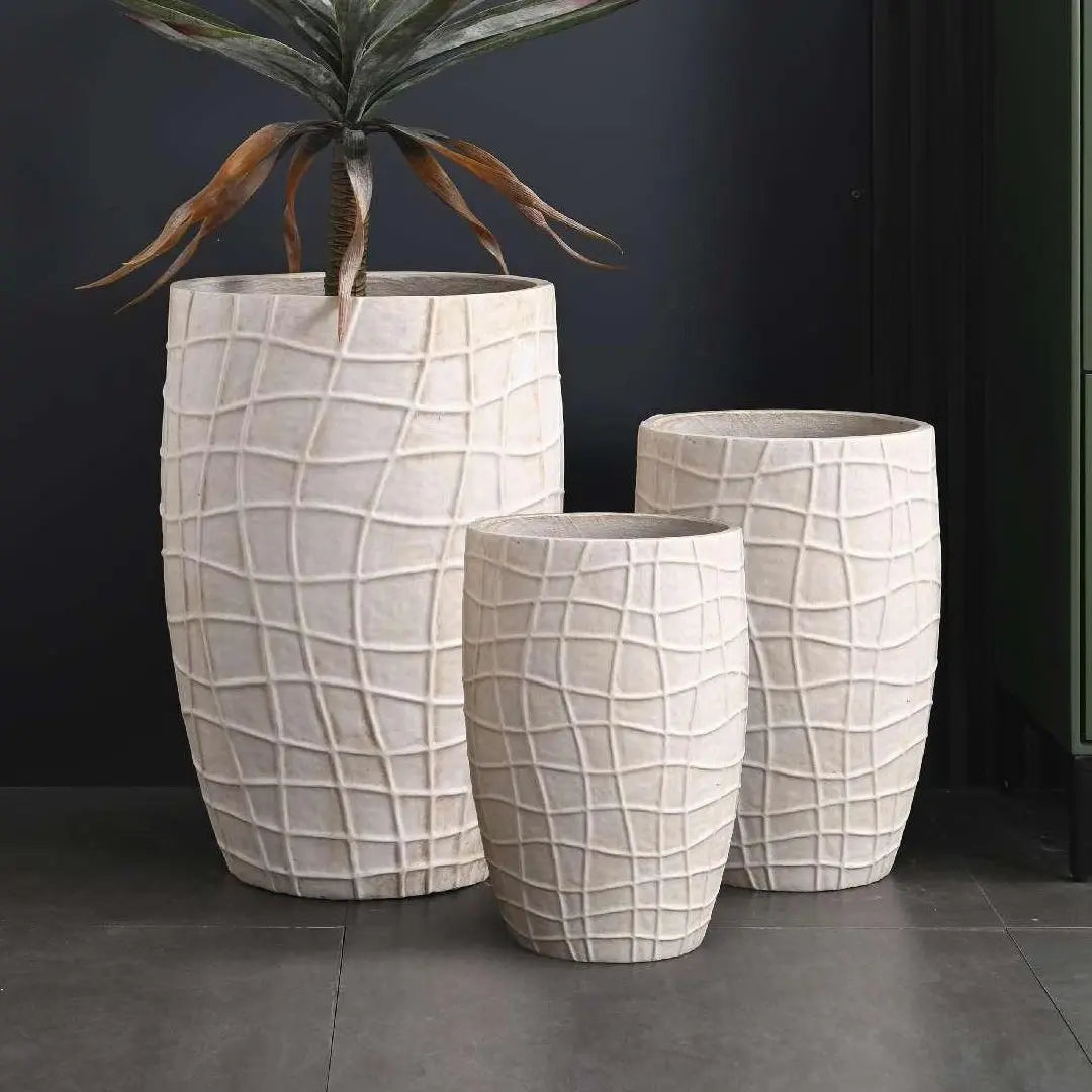 Cream square Fiber Pot My Store