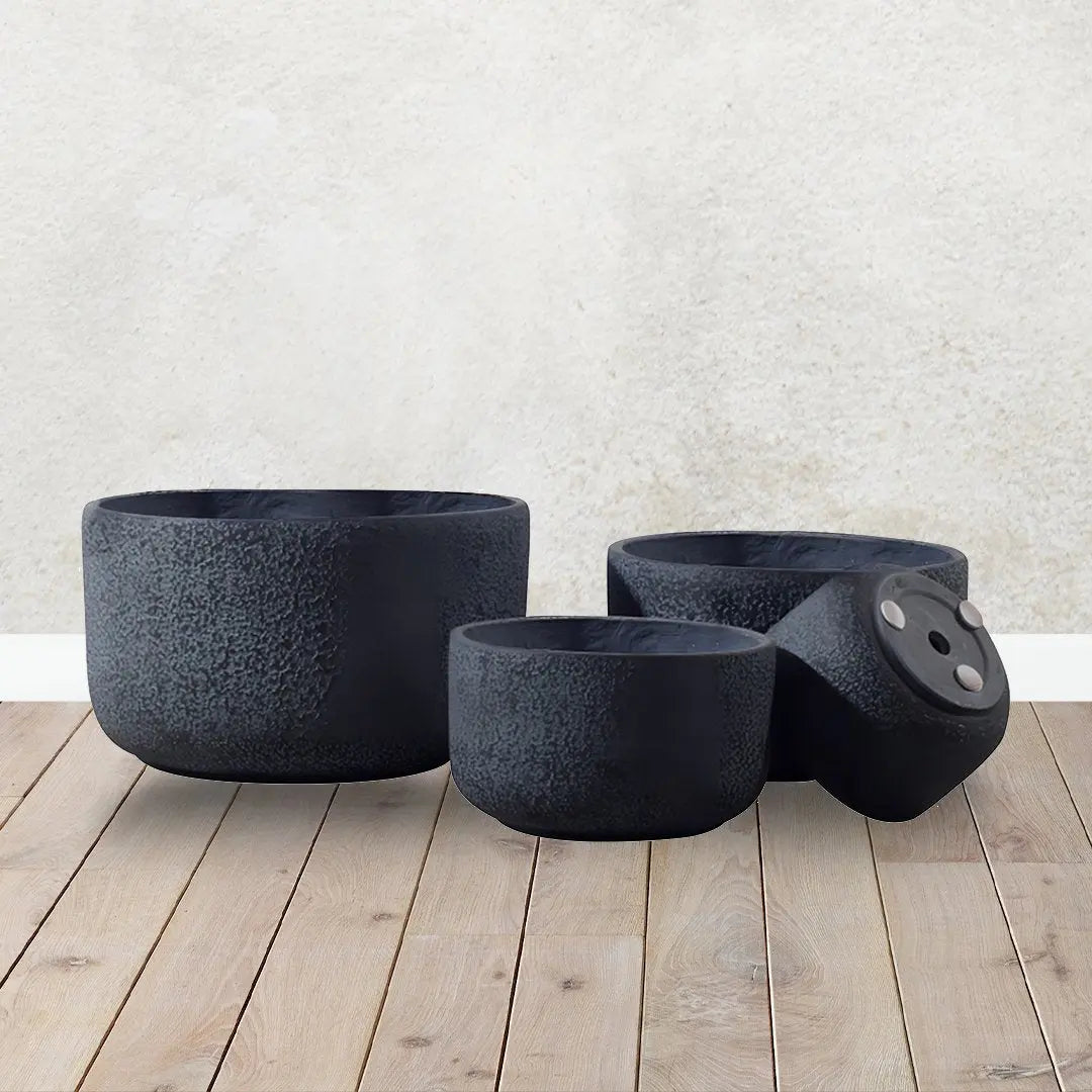 Black small round Fiber Pot My Store