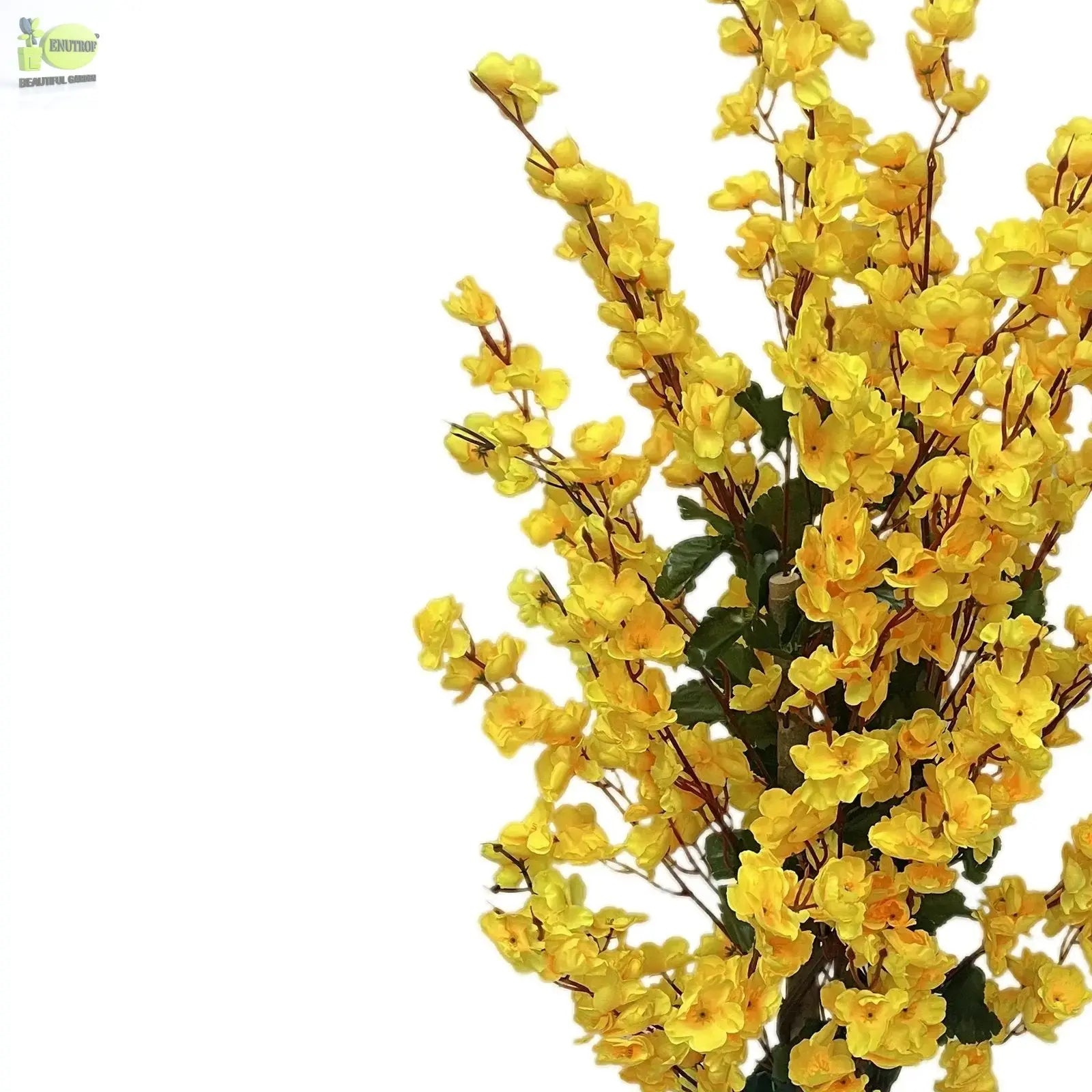 Winter Sweet Yellow Artificial Plant with Elegant White Planter My Store