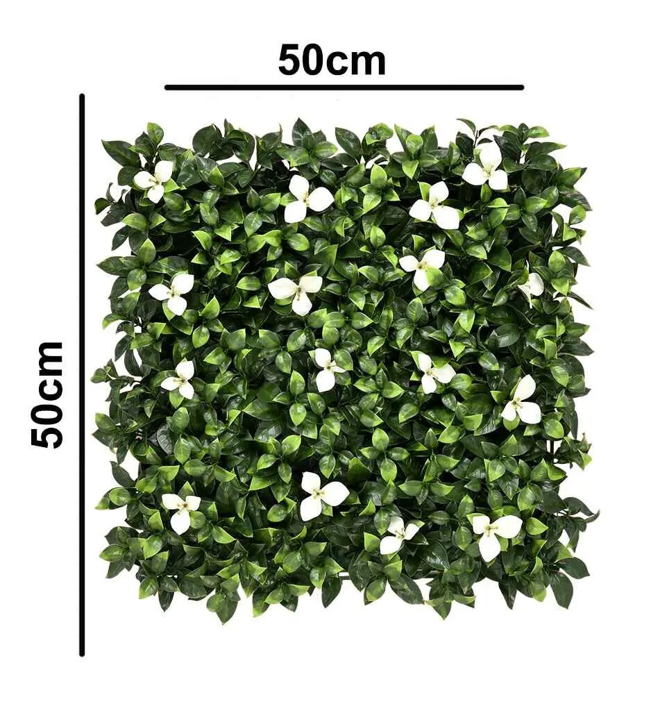 Artificial Vertical Grass With White Flowers Size: 50cm x 50cm || No:55/18 My Store
