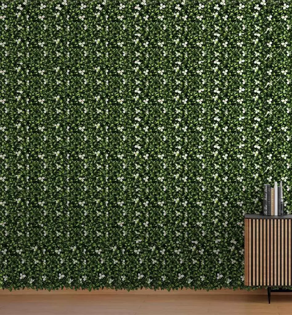 Artificial Vertical Grass With White Flowers Size: 50cm x 50cm || No:55/18 My Store