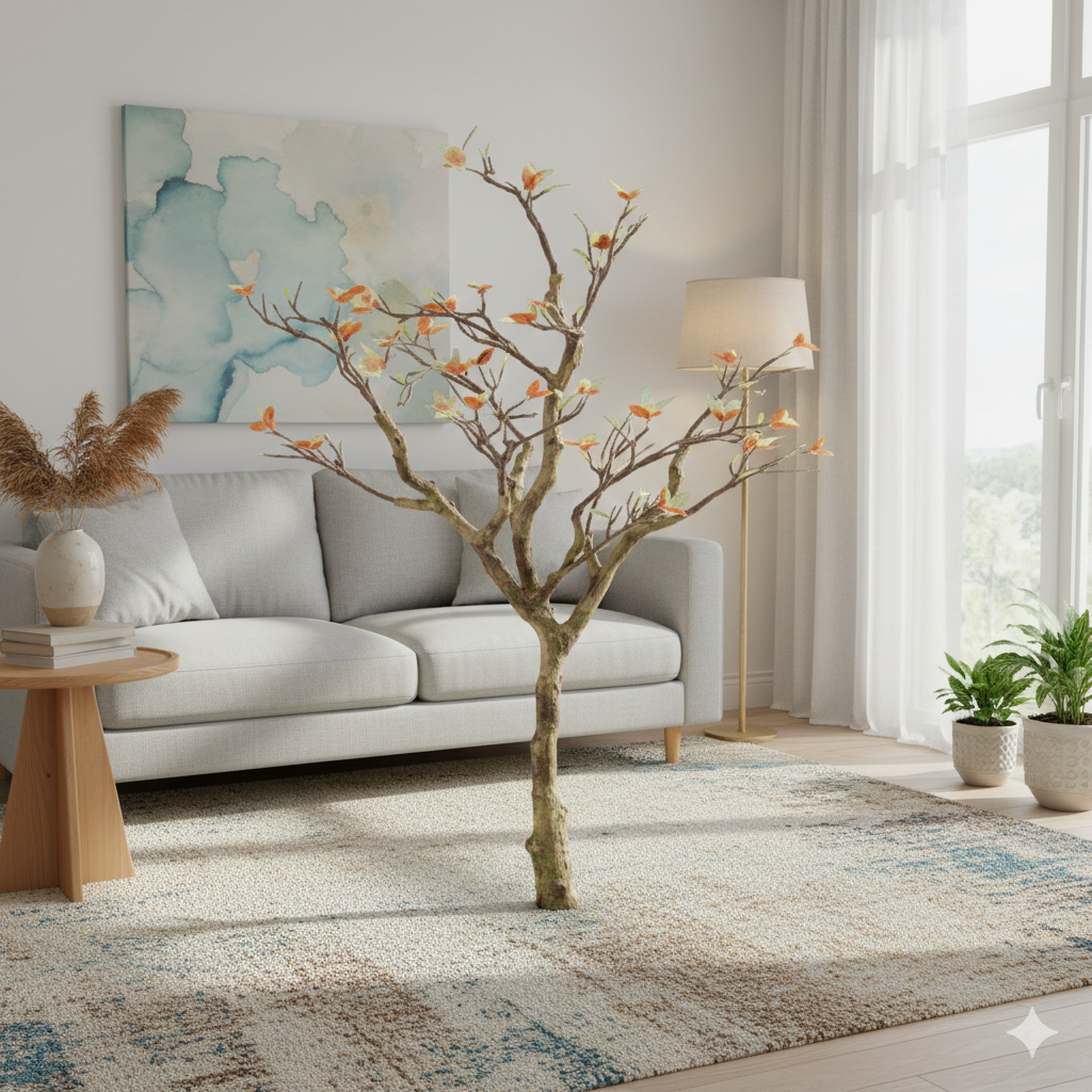 ENUTROF Artificial Cherry Blossom Bare Branch Tree – 120cm Fake Sakura Plant for Home Decor ENUTROF