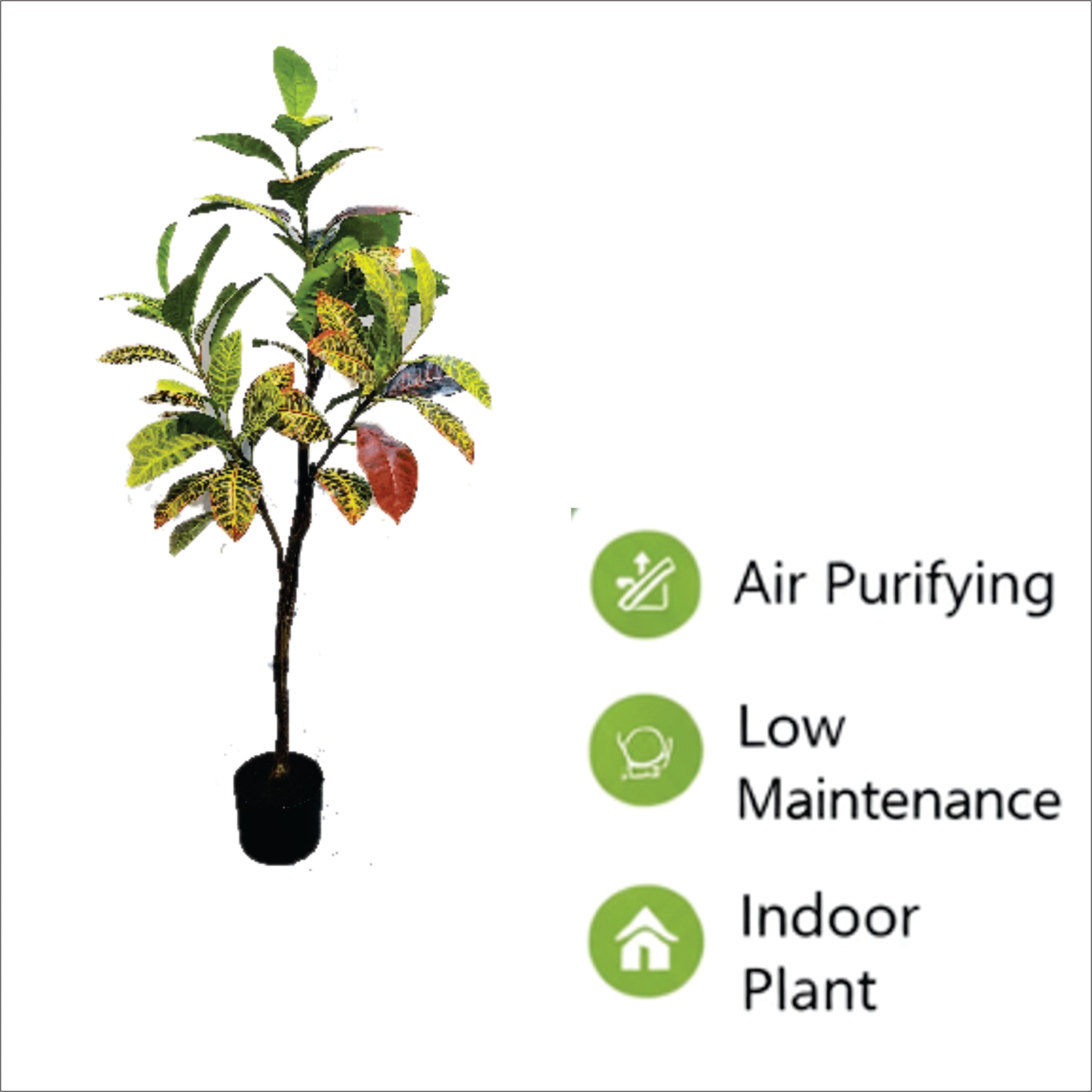 ENUTROF Artificial Croton Plant – 120cm Vibrant Multicolour Fake Plant for Home Decor ENUTROF