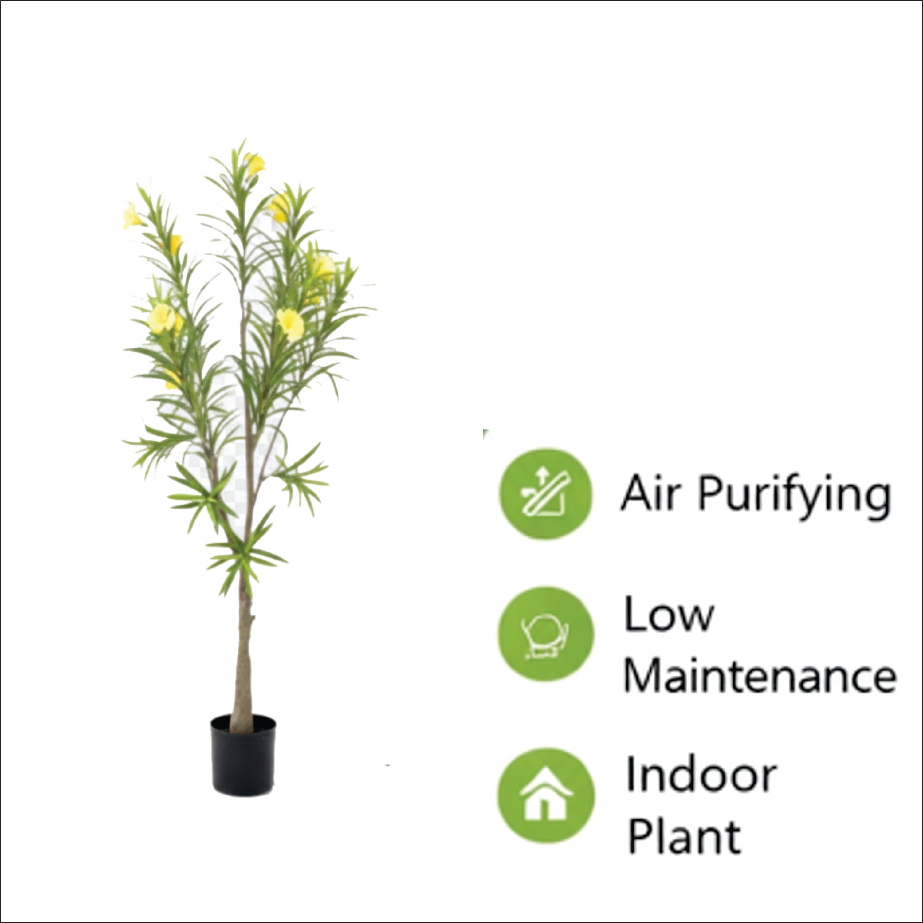 ENUTROF Artificial Yellow Flowering Oleander Tree – 120cm Fake Blooming Plant for Home Decor ENUTROF