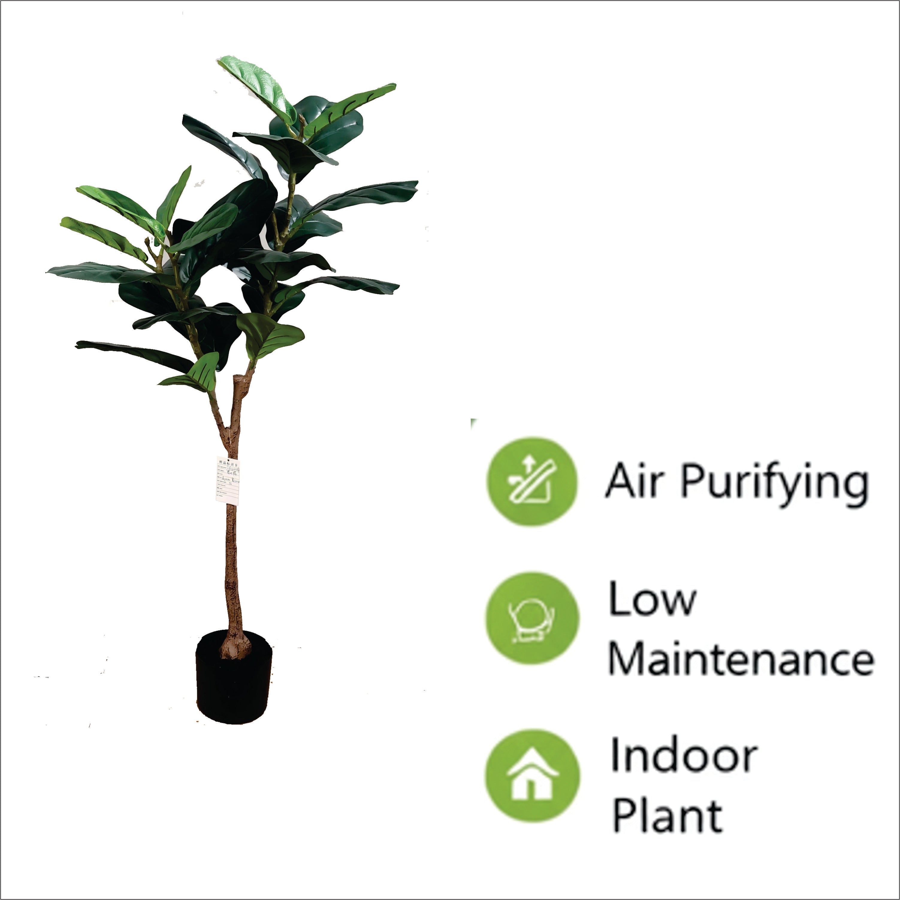 ENUTROF Artificial Rubber Tree Ficus Elastica – 120cm Fake Indoor Plant for Home Decor ENUTROF