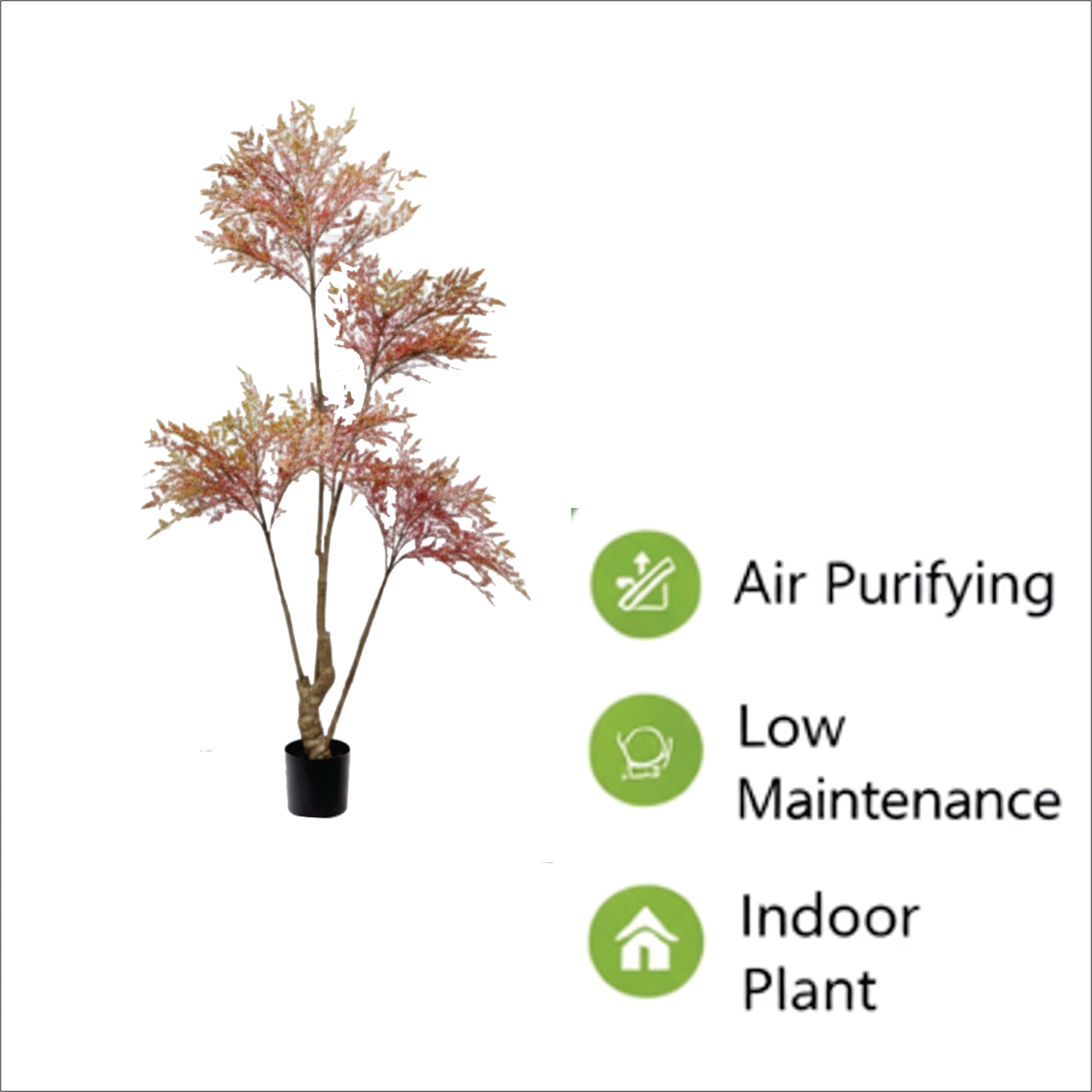 ENUTROF Artificial Japanese Red Fern Tree – 120cm Dramatic Autumn Plant for Indoor Decor ENUTROF