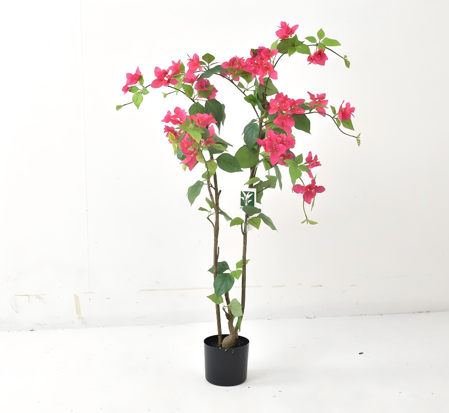 ENUTROF Artificial Pink Bougainvillea Plant – 120cm Fake Flowering Tree for Home & Event Decor ENUTROF