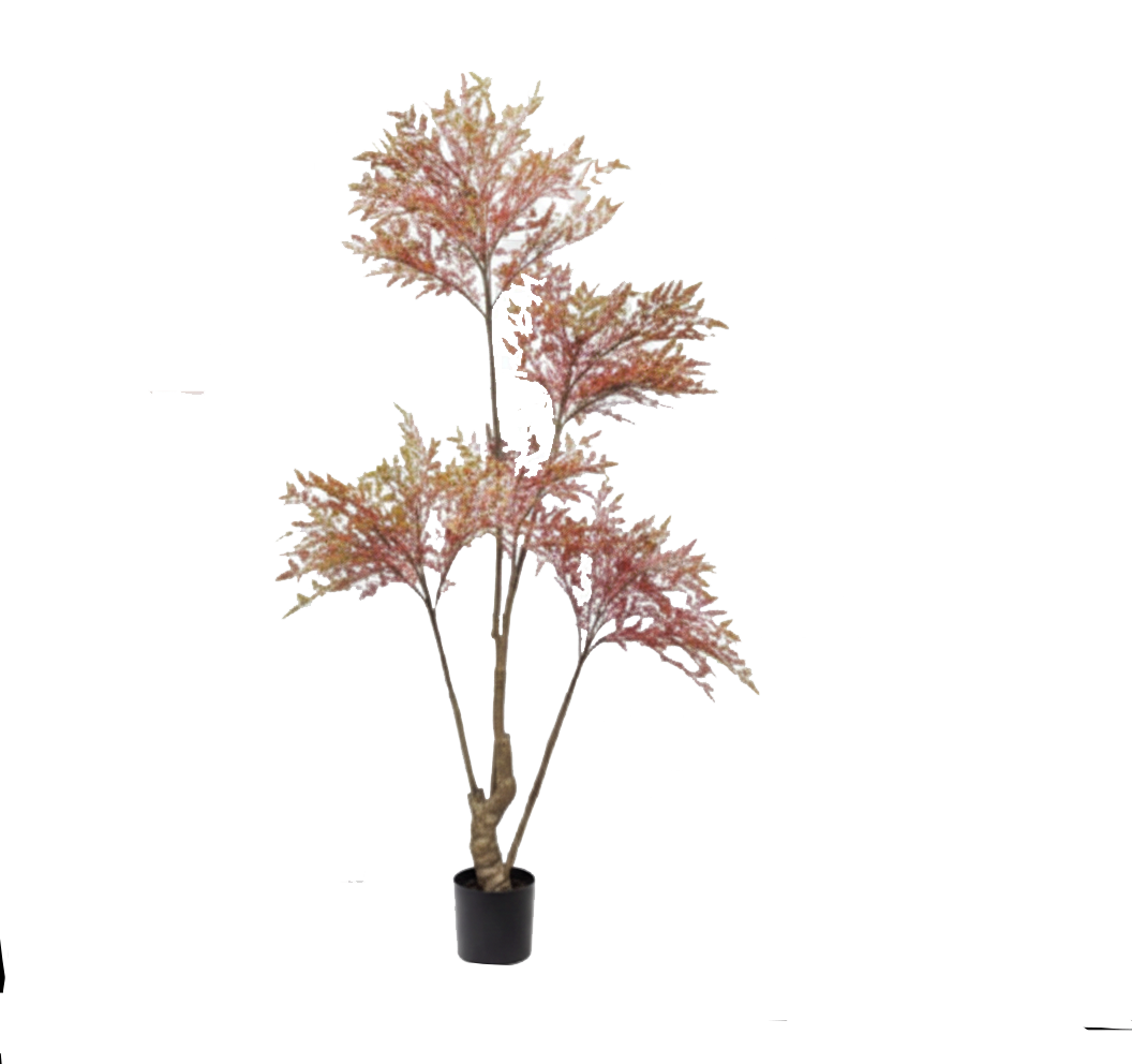 ENUTROF Artificial Japanese Red Fern Tree – 120cm Dramatic Autumn Plant for Indoor Decor ENUTROF