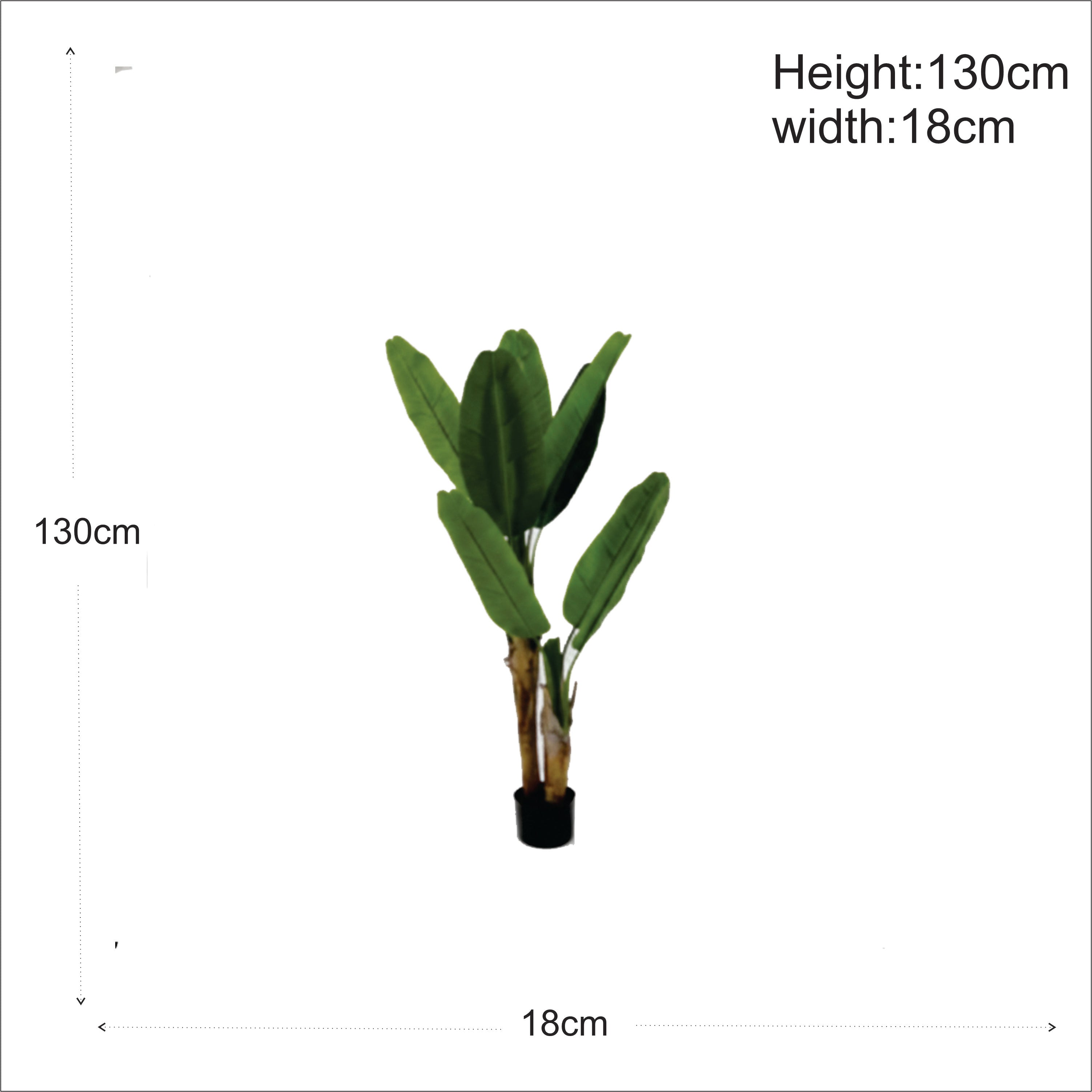 ENUTROF Artificial Banana Plant Musa – 130cm Fake Tropical Plant for Home & Office Decor ENUTROF