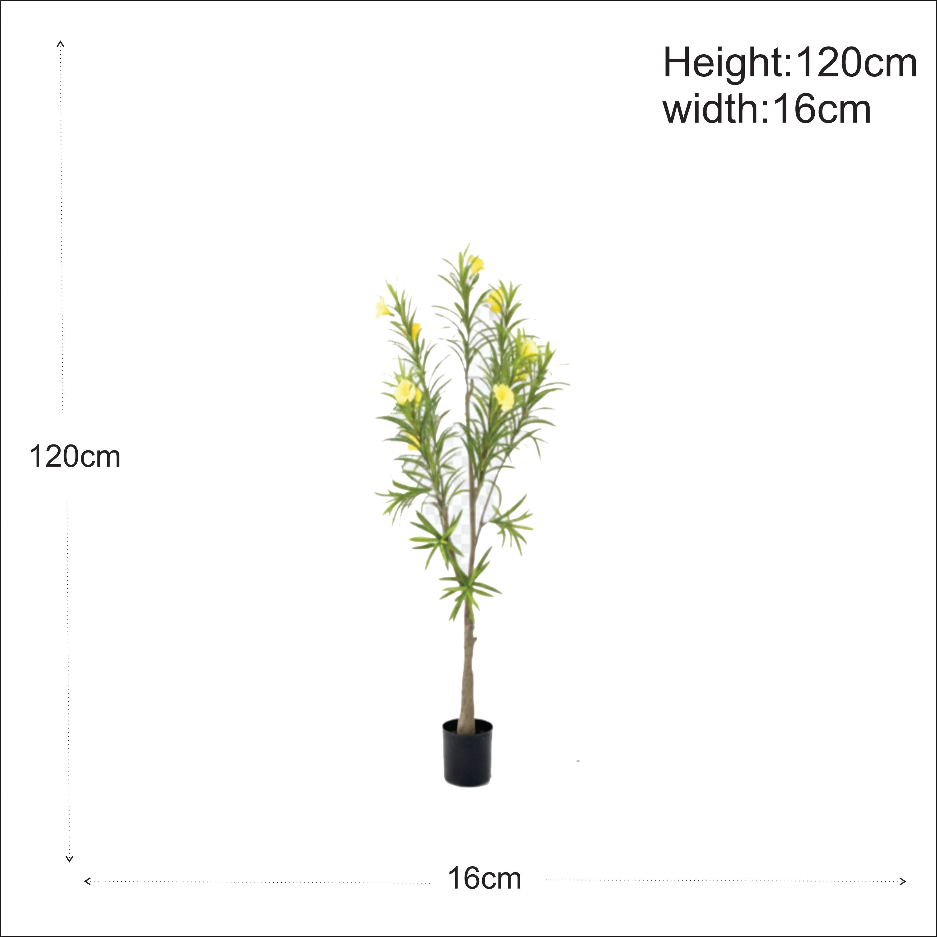 ENUTROF Artificial Yellow Flowering Oleander Tree – 120cm Fake Blooming Plant for Home Decor ENUTROF