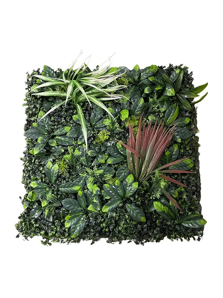 Artificial Dark Green Grass with Green Petals || Vertical Wall Garden || Size: 50cm x 50cm || No:55-10 My Store