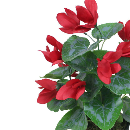 Cyclamen Plant Artificial With Basic Pot || 38cm Height II Color: Red Flower with Green Leaves