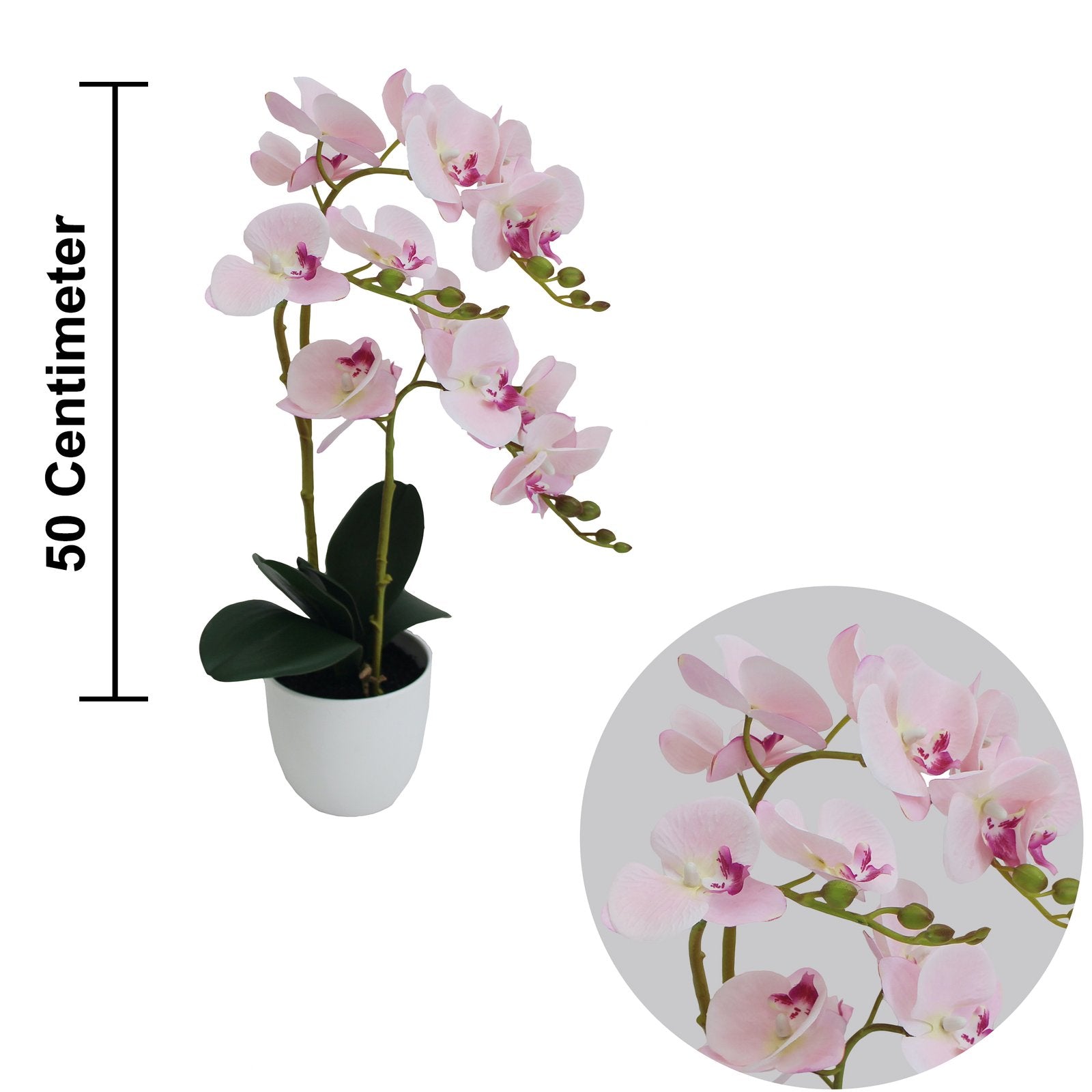 Artificial Orchid Plant With Basic White Pot || 50 CM Height