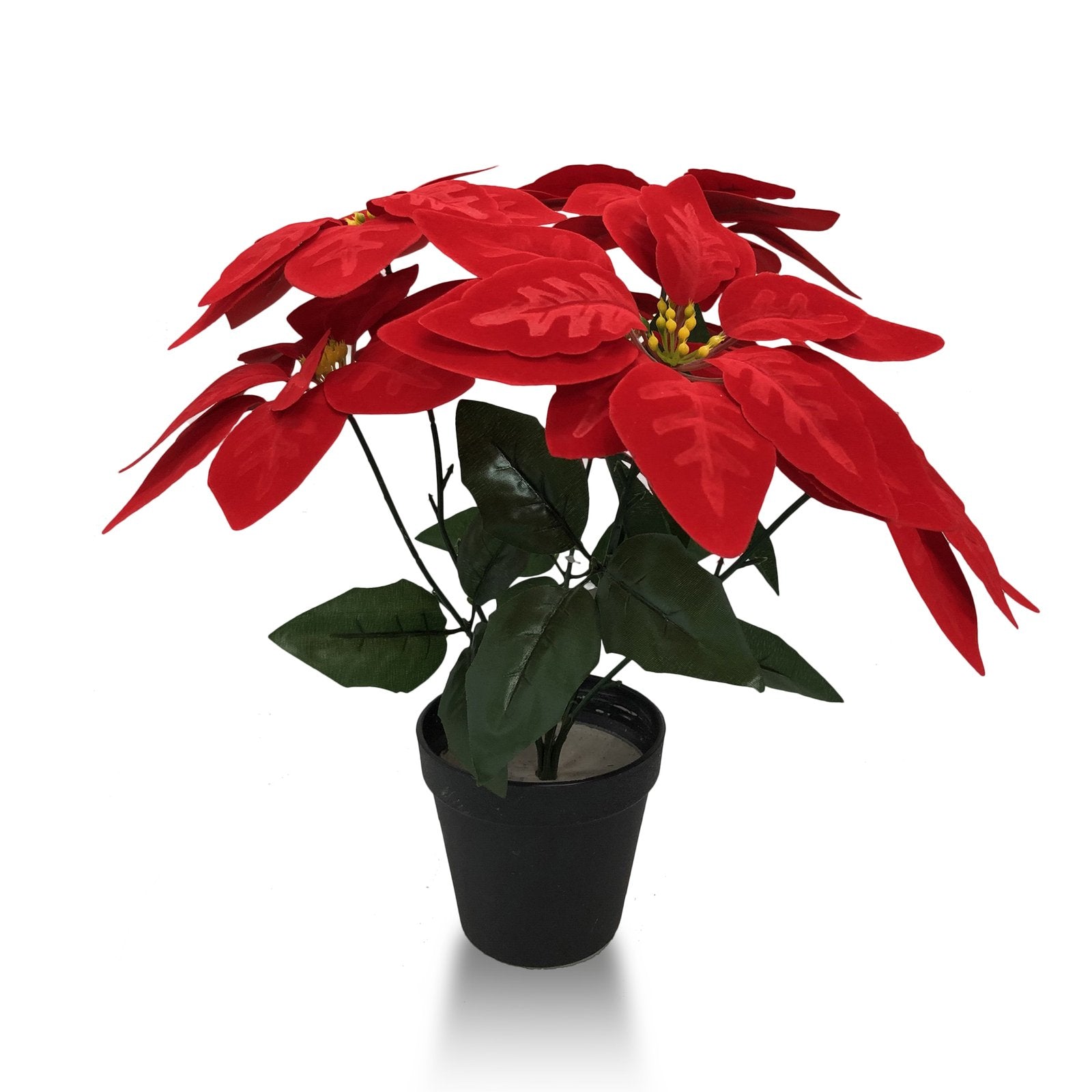 Red Poinsettia Plant Artificial With Basic Pot || Size:36Cm Height