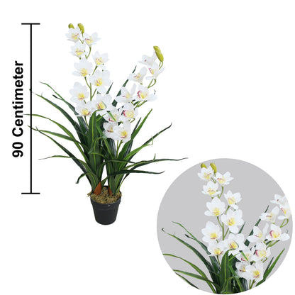 Orchid Artificial plant With Basic White Pot || 90 cm Height