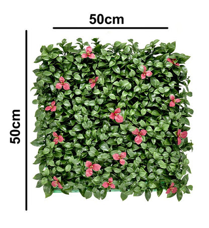 Artificial Vertical Garden With Pink Flowers Size: 50cm x 50cm || No:55/17