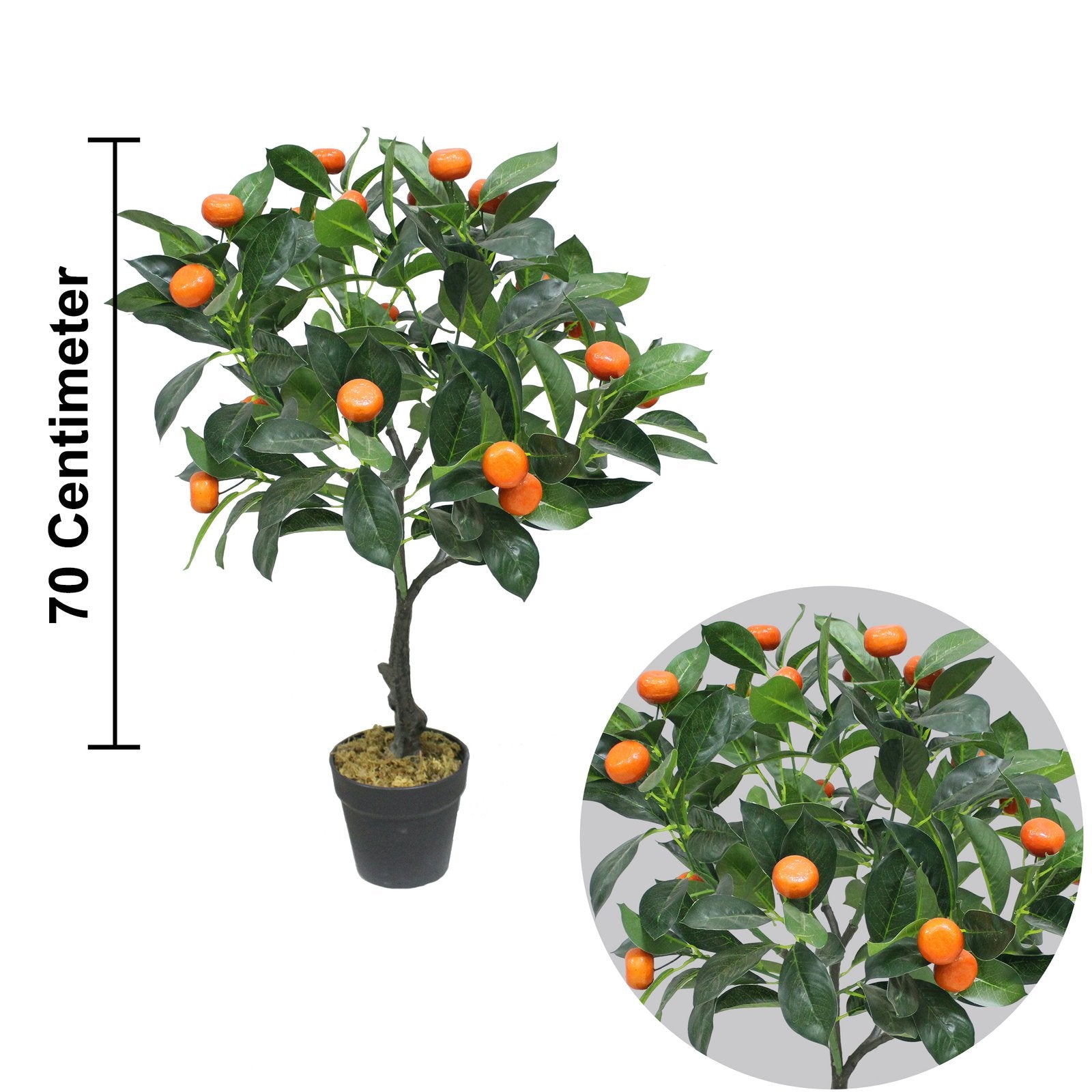 Orange Artificial Plants With Basic White Pot ||70 Cm Height