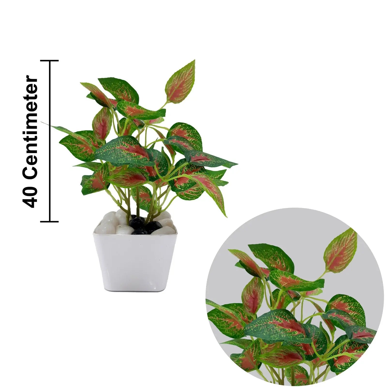 Aglaonema Plant Real Touch Artificial Plant With Basic Pot (Pack of 3) || Size: 40 Cm Size || Color: Green My Store