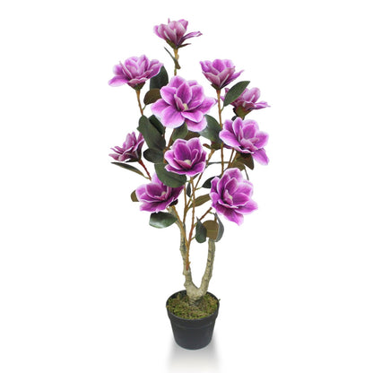 Mangolia Flower Artificial Plants With Basic White Pot ||95cm Height