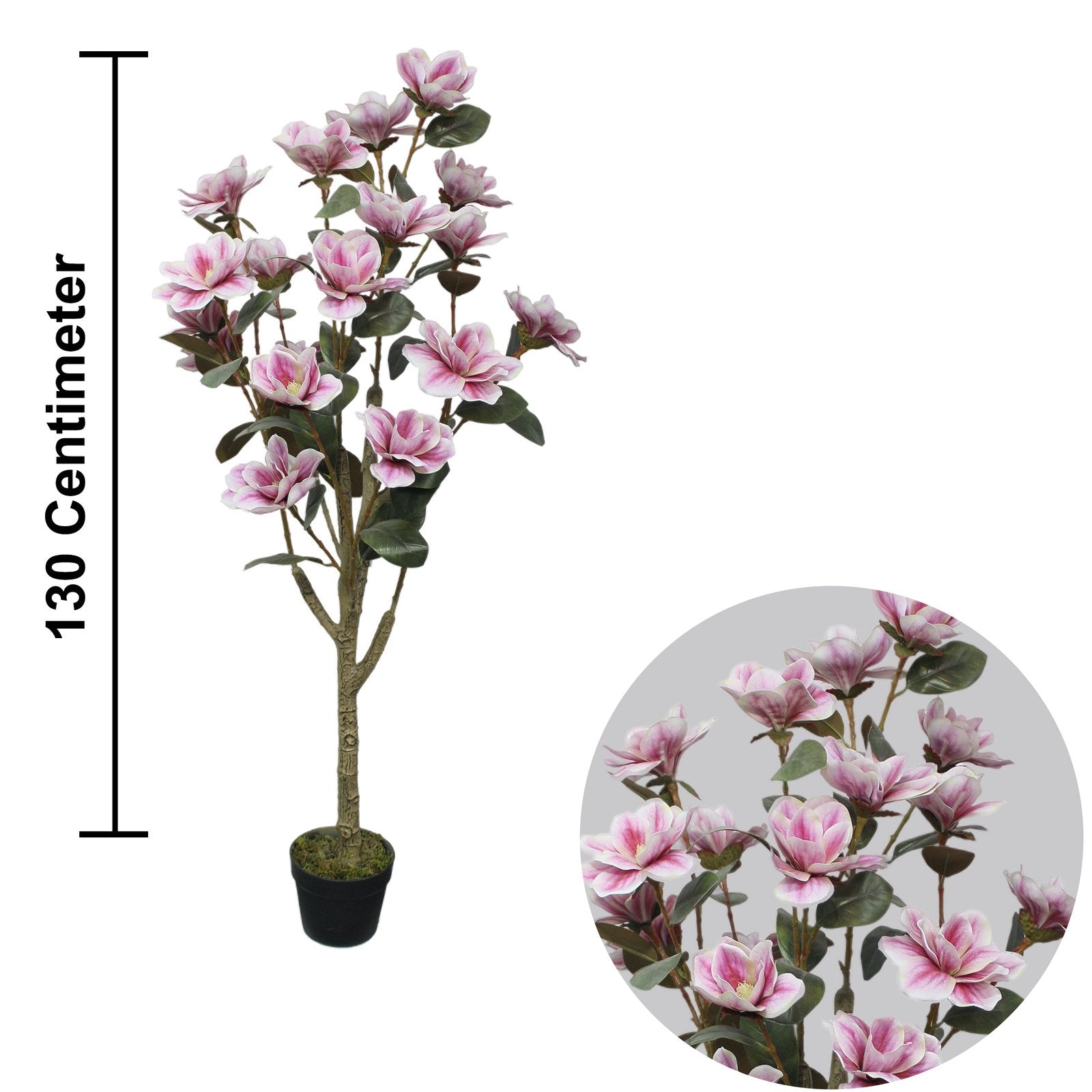 Mangolia Flower Tree Artificial Plants With Basic White Pot ||130cm Height