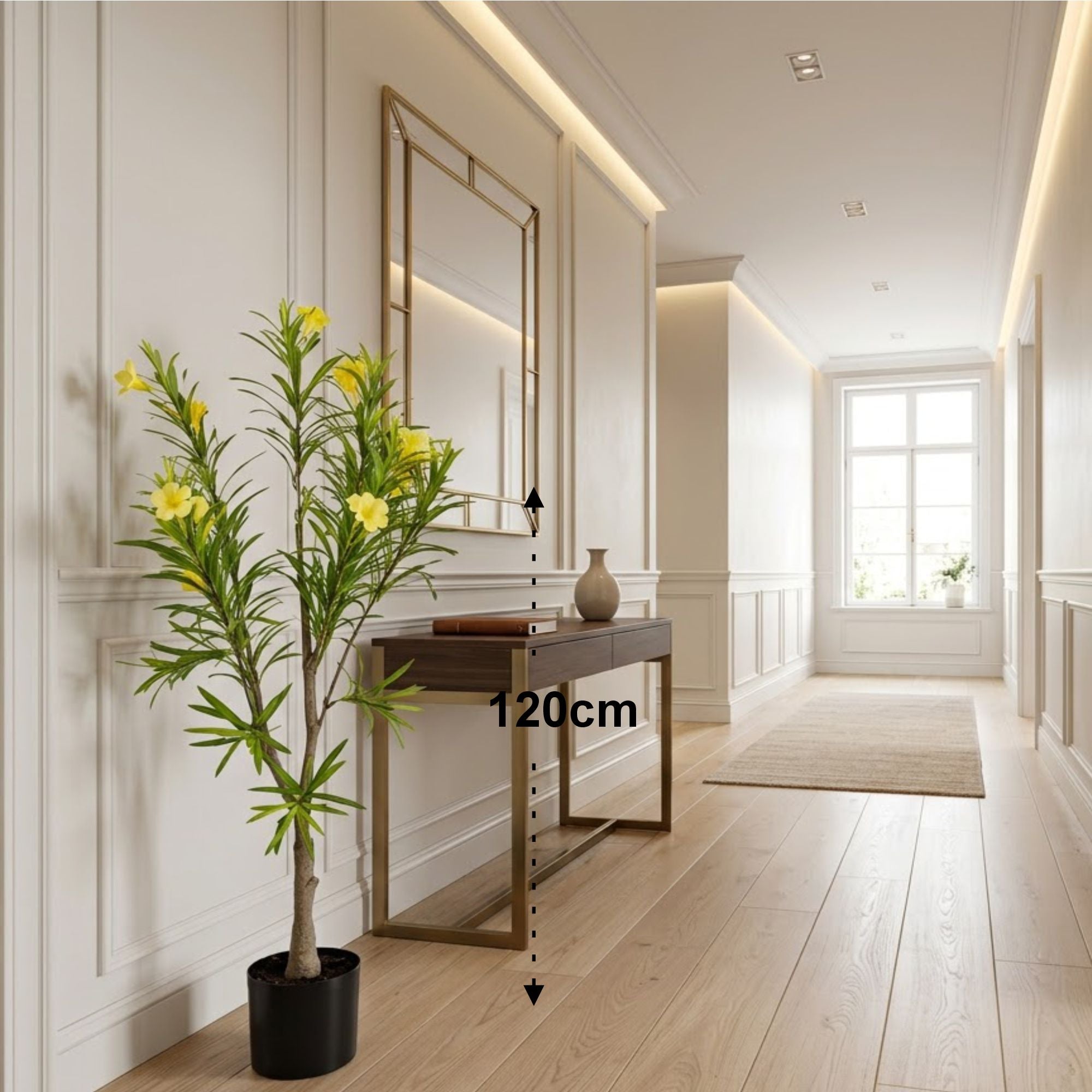 ENUTROF Artificial Yellow Flowering Oleander Tree – 120cm Fake Blooming Plant for Home Decor ENUTROF