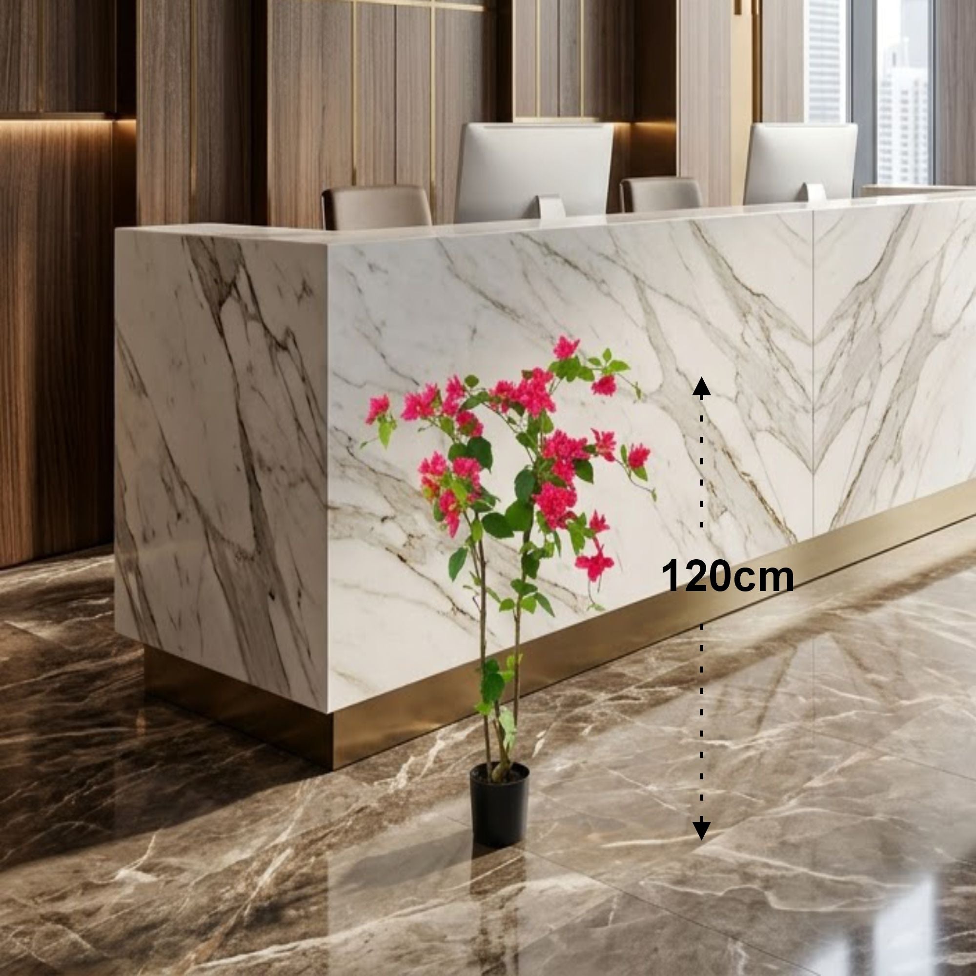 ENUTROF Artificial Pink Bougainvillea Plant – 120cm Fake Flowering Tree for Home & Event Decor ENUTROF
