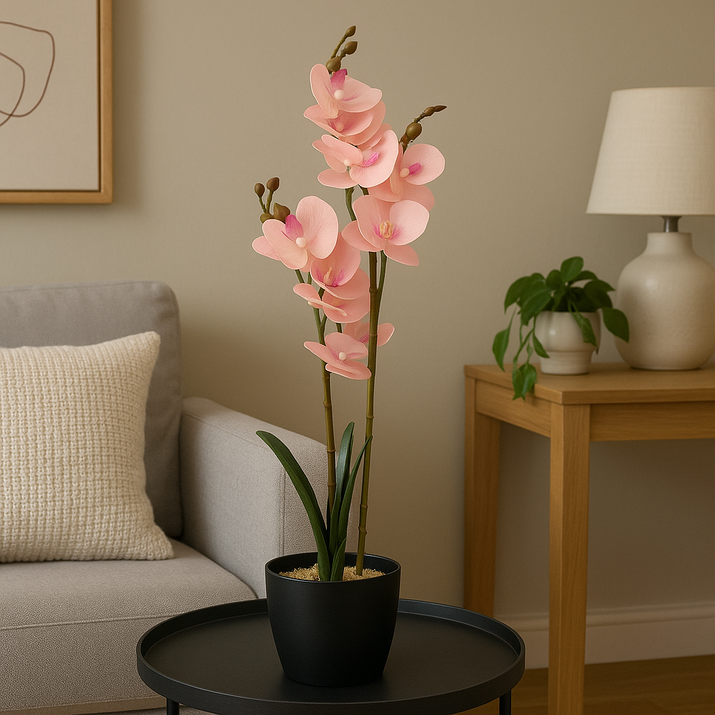 Elegant Faux Orchid Plant in Pot (50cm) for Home Décor Enutrof Decor