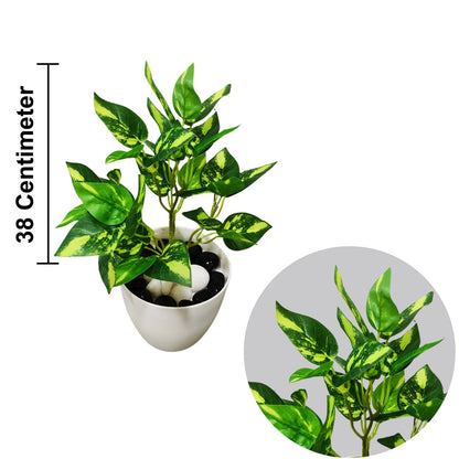 Element Artificial Plant With Basic Pot (Pack of 3) || Size:38 Cm|| Color: Green