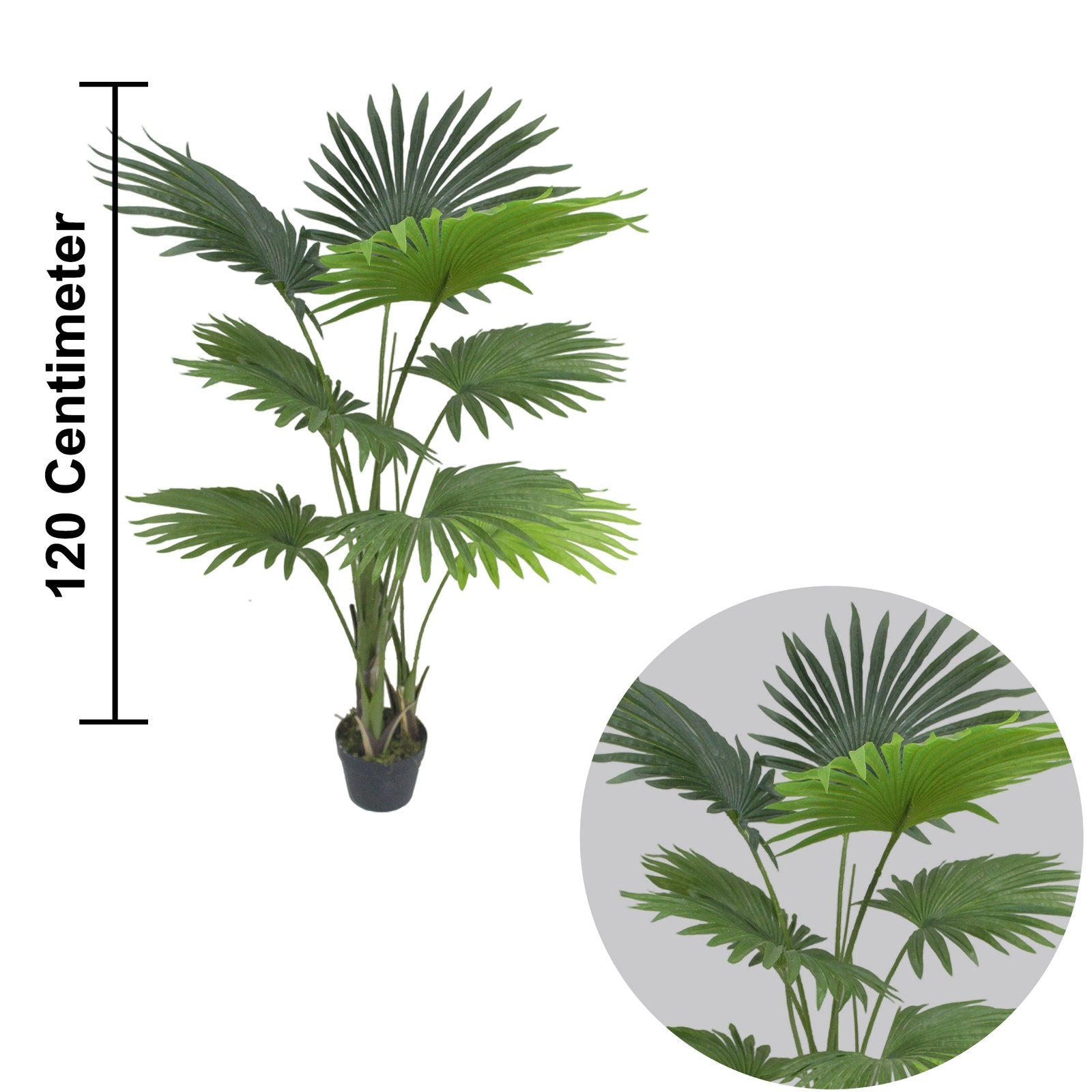 Fan Palm Artificial Plants With Basic White Pot ||120cm Height